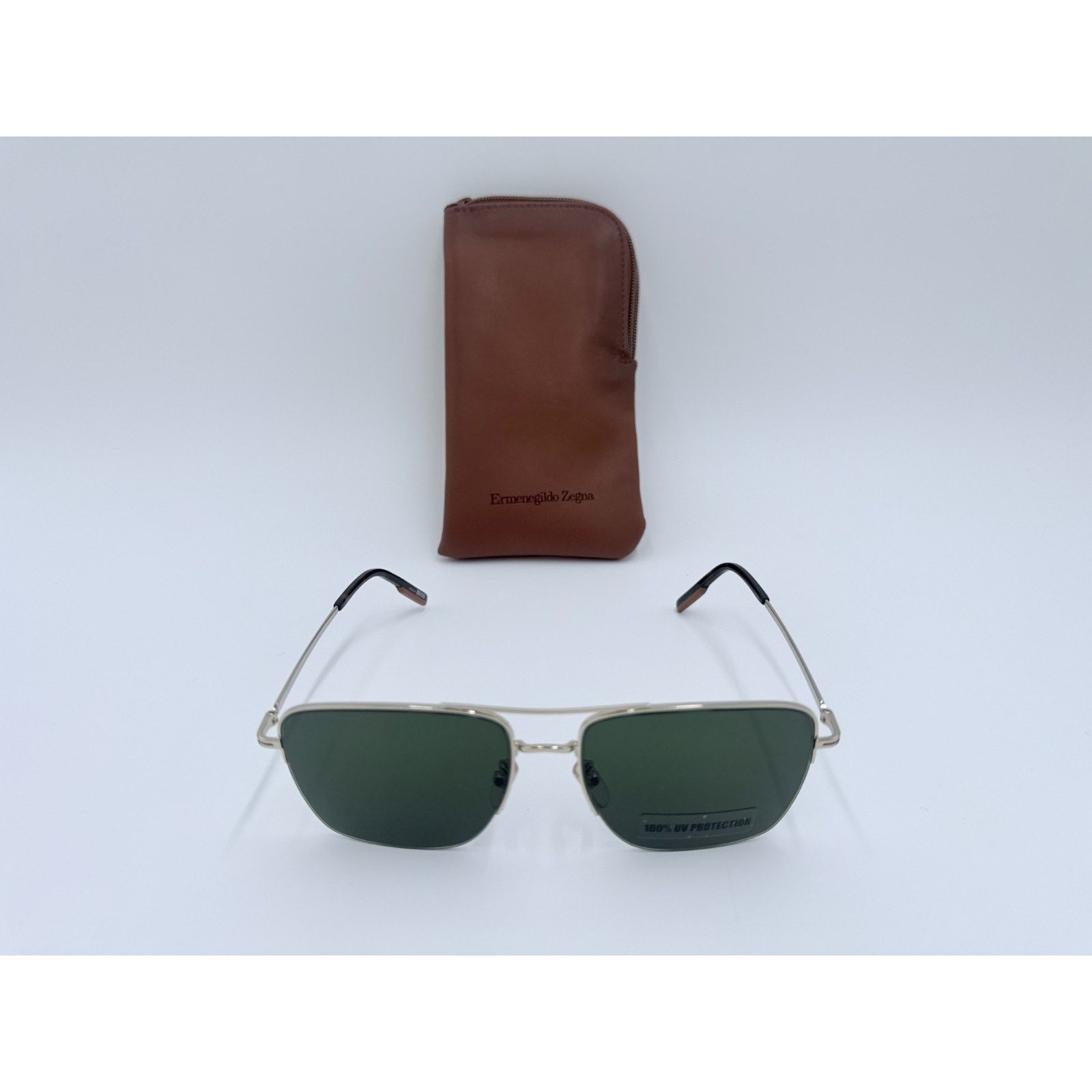 Ermenegildo Zegna NEW Ermenegildo Zegna EZ0178-D 32N Gold Aviator Green Lens Size ONE SIZE - 8 Thumbnail