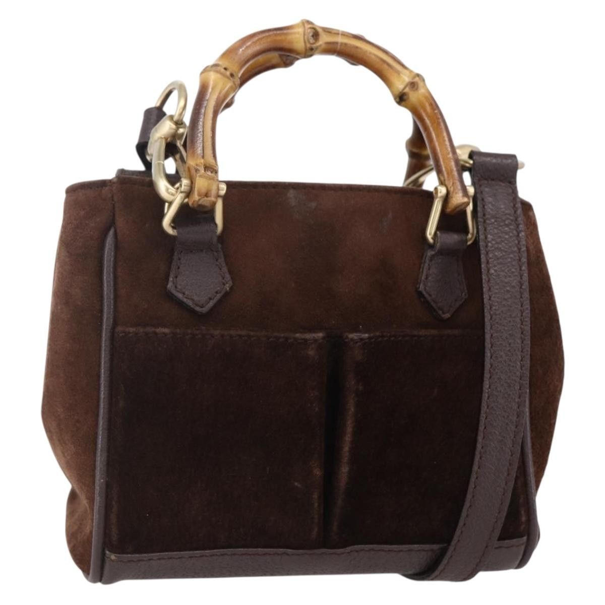 Gucci Gucci Vintage Bamboo Front Pocket Tote Suede Size ONE SIZE - 1 Thumbnail