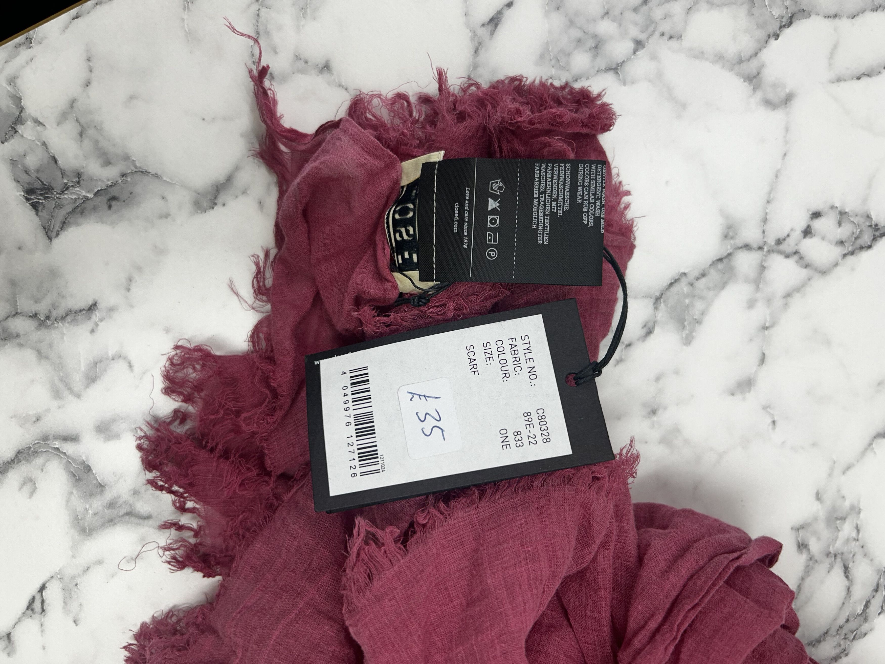 CLOSED Closed Dark Red Overdye Check Scarf Size ONE SIZE - 4 Thumbnail