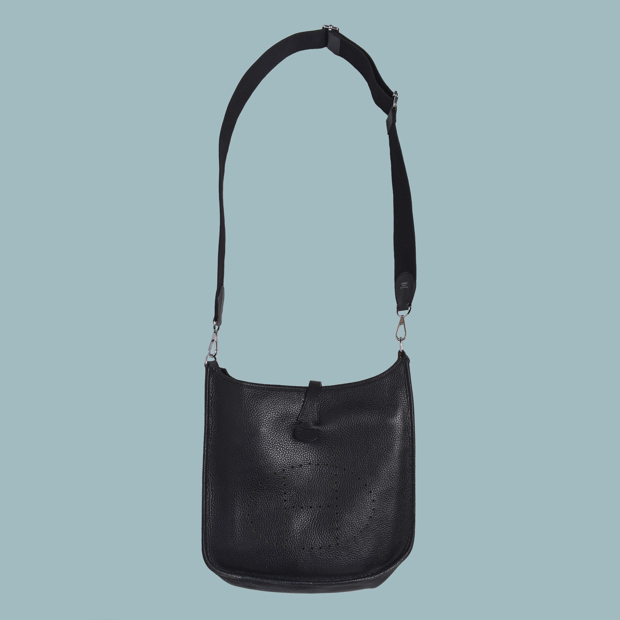 Hermes Evelyne 2 2006 Black Leather Purse Shoulder Bag, Women's