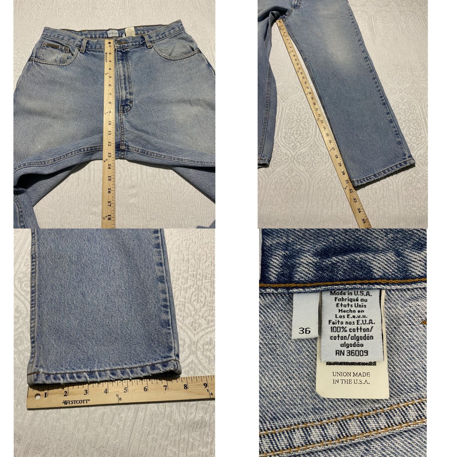 Calvin Klein VINTAGE Calvin Klein Jeans Men's 34×32 Straight 5-Pocket USA Union Made Blue Denim Jeans 00s Size US 34 / EU 50 - 8 Thumbnail