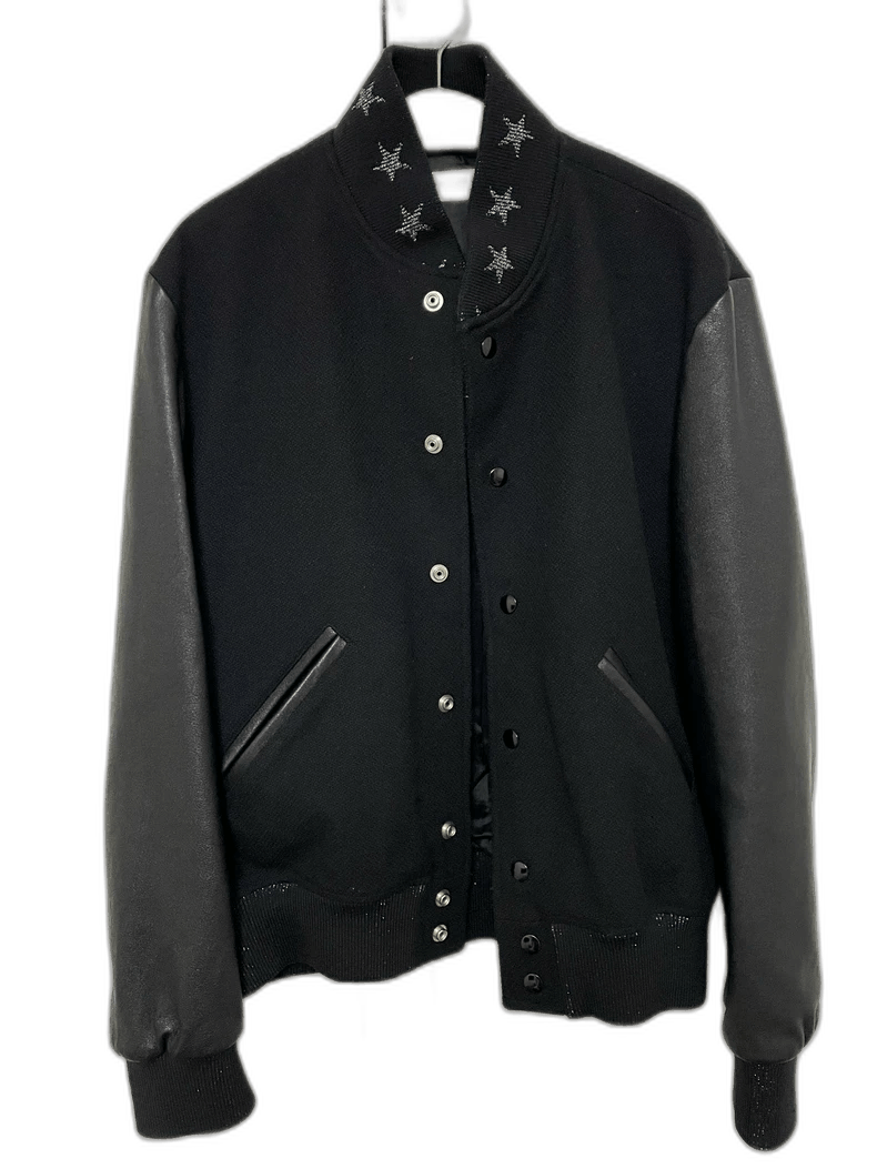 Yves Saint Laurent ysl black leather varsity bomber jacket Size US L / EU 52-54 / 3 - 1 Thumbnail