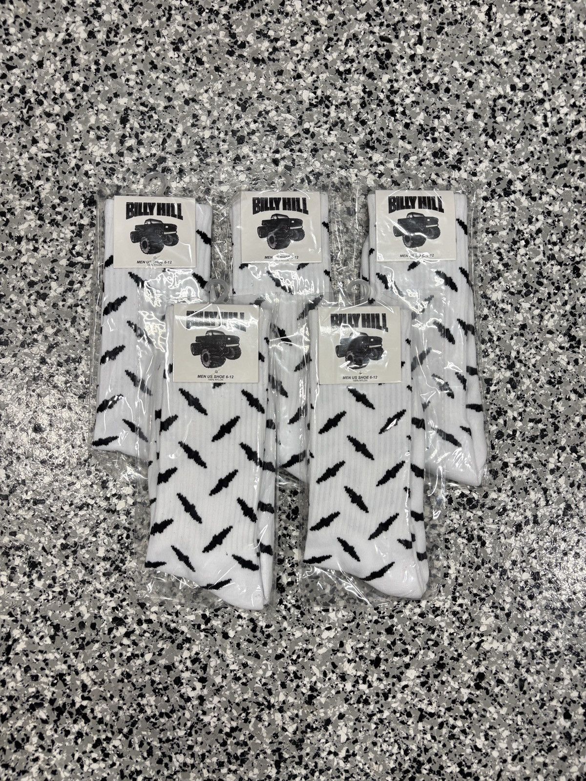 Billy Hill 2024 Billy Hill White/Black Diamond Plated 5 Socks Bundle Size ONE SIZE - 1 Thumbnail