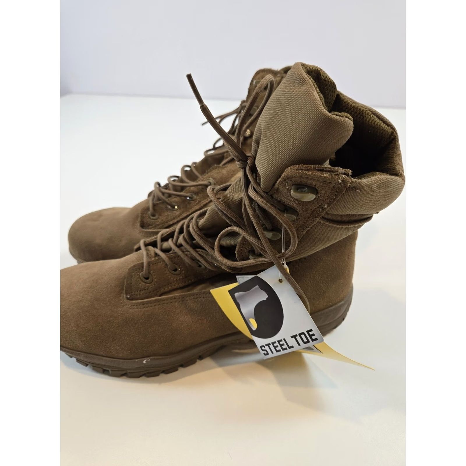 Vintage BELLEVILLE Hot Weather Steel Toe TACTICAL BOOTS Men’s Size 14 R Coyote Brown Size US 14 / EU 47 - 2 Thumbnail