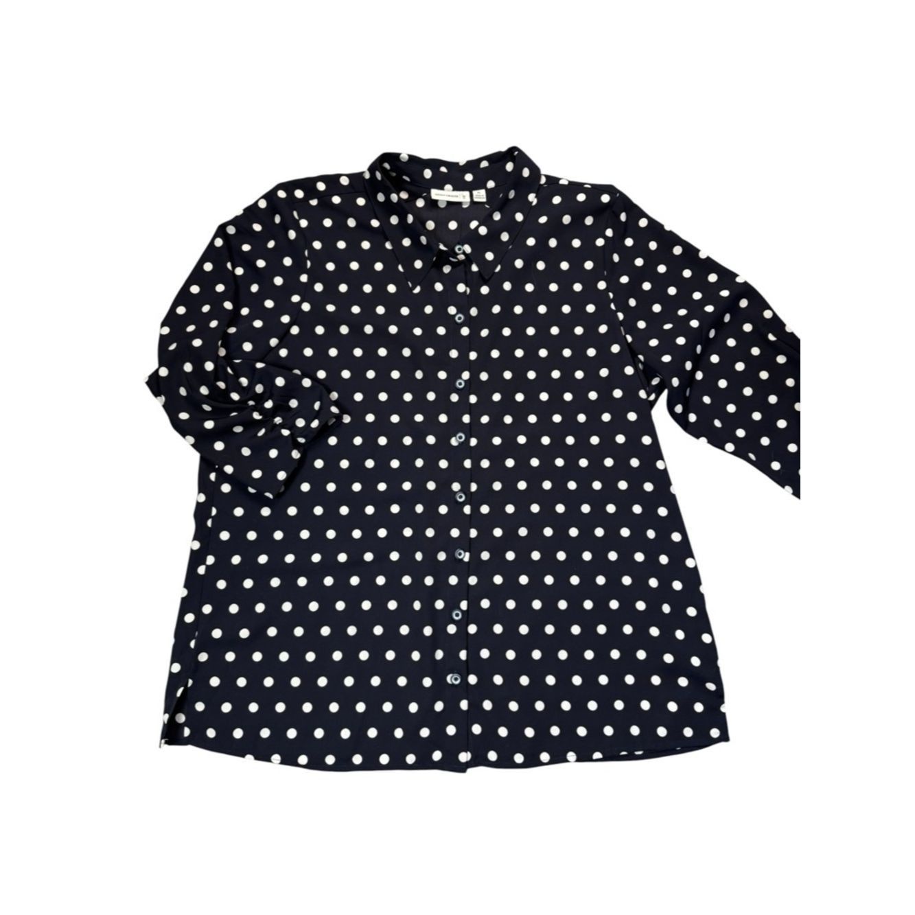 Other Susan Graver Black White Polka Dot Button Front 3/4 Ruched Size XL / US 12-14 / IT 48-50 - 2 Thumbnail