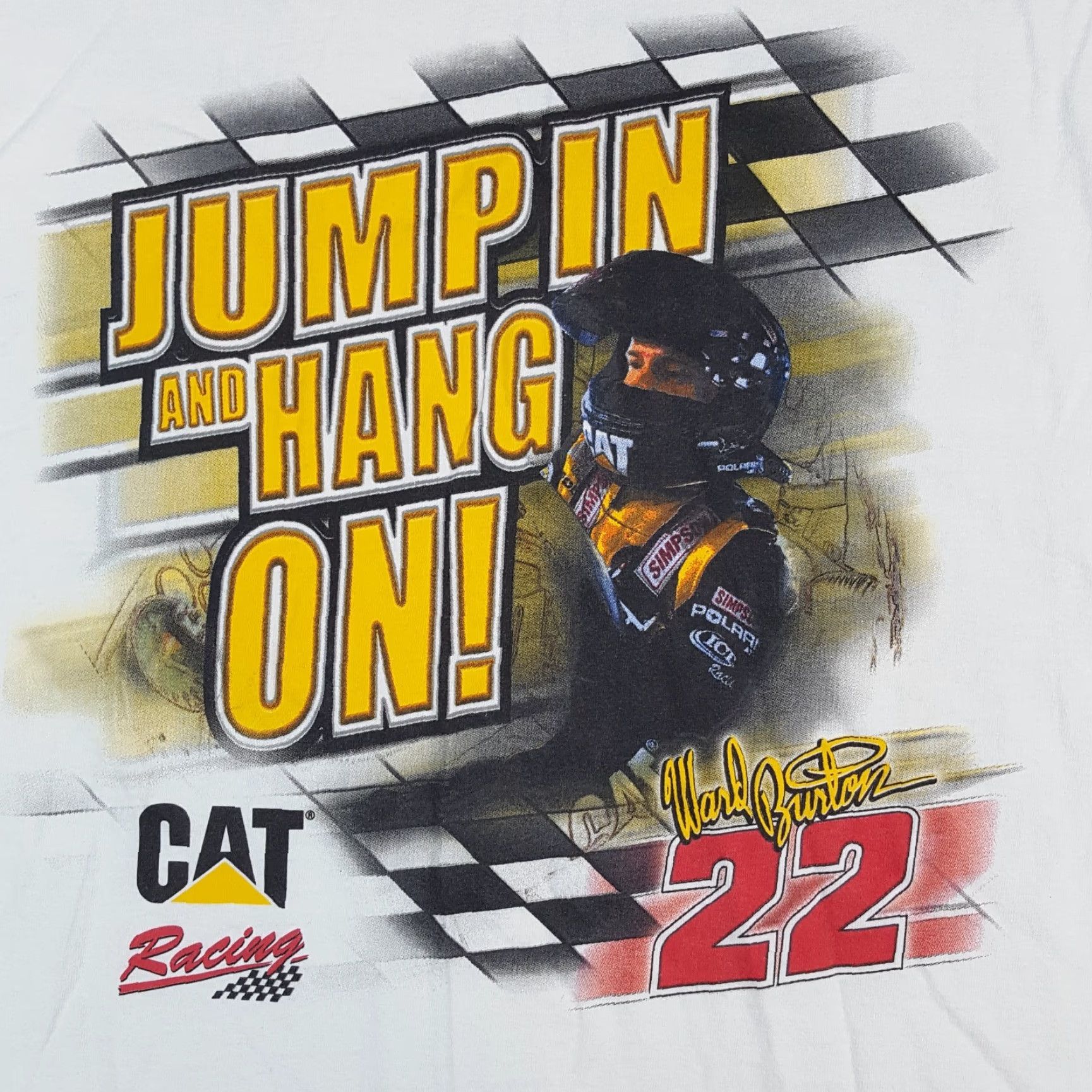 Burton Vintage Y2K Ward Burton CAT Racing NASCAR Size L Retro White T Shirt 00s Size US L / EU 52-54 / 3 - 3 Thumbnail