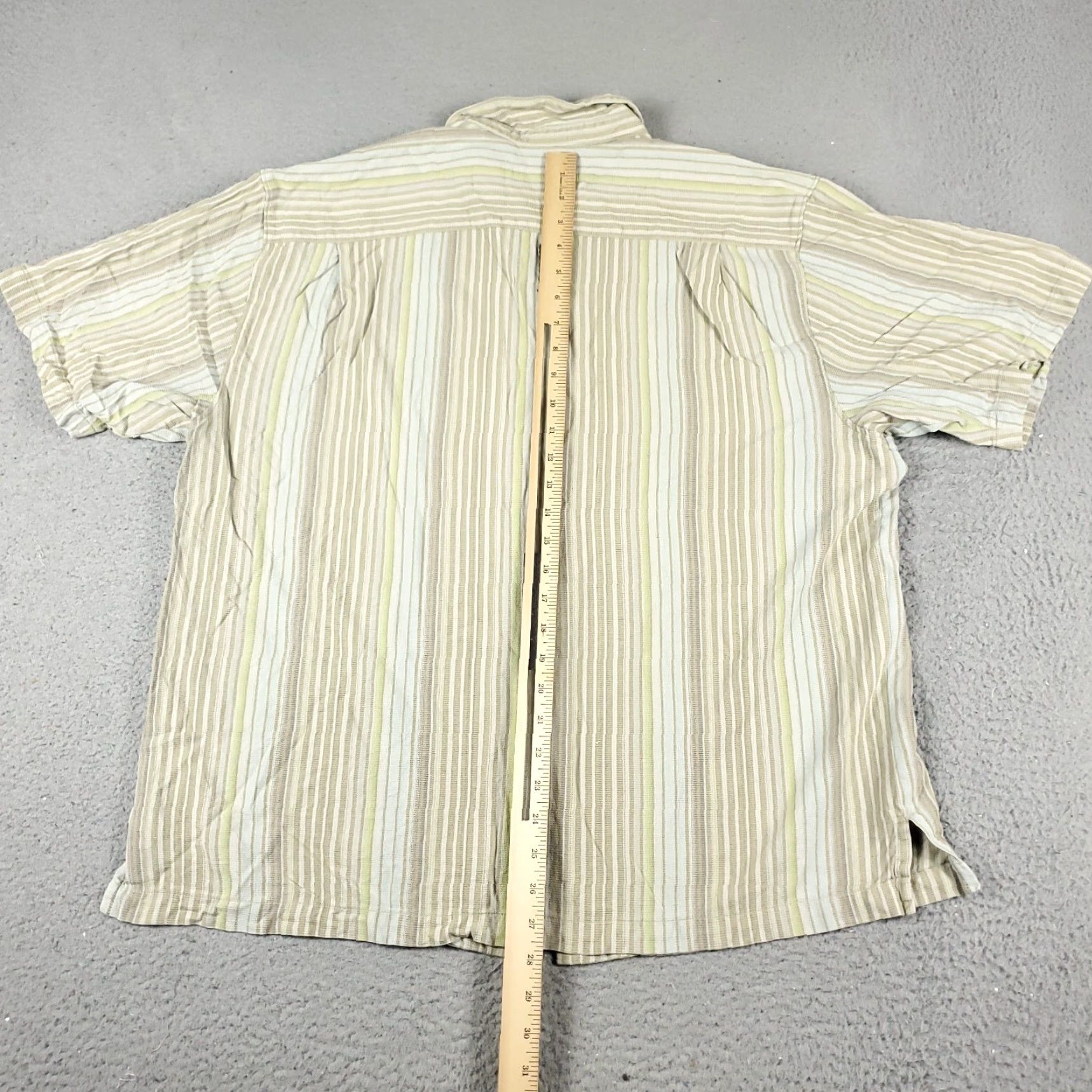 Tommy Bahama Tommy Bahama Hawaiian Shirt Mens XL Beige Striped Button-Up Short Sleeve Aloha Size US XL / EU 56 / 4 - 3 Thumbnail