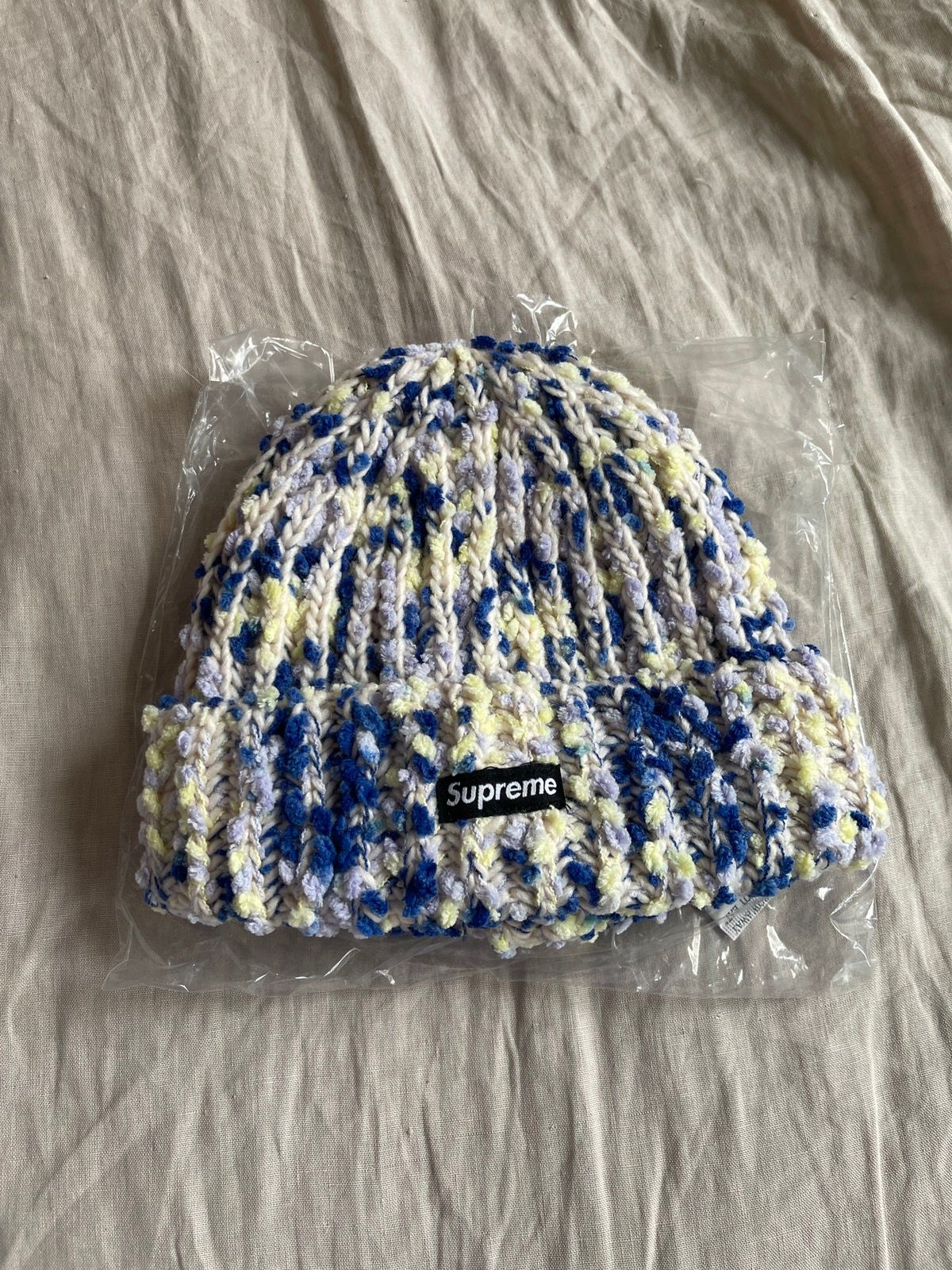 Pre-owned Supreme Chenille Beanie In Blue/pink
