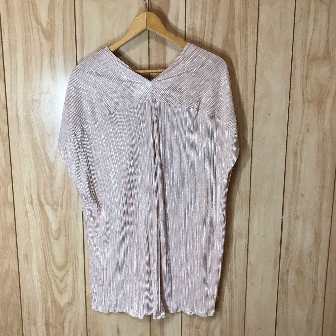 Other Adrienne Silky Ribbed V-Neck Short Sleeve Stretch Blouse L Size L / US 10 / IT 46 - 2 Thumbnail
