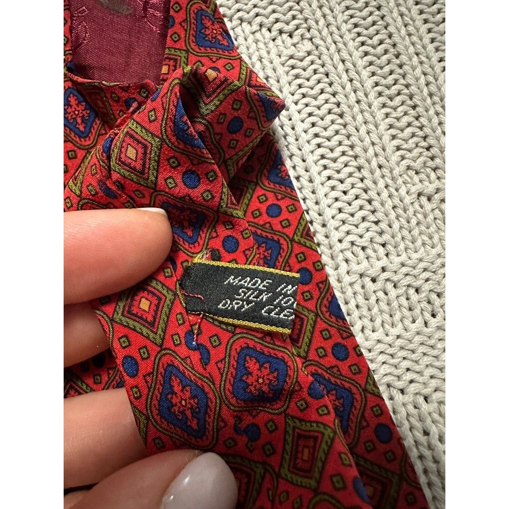 DuPont Vintage ST Dupont red geometric silk tie Size ONE SIZE - 4 Thumbnail