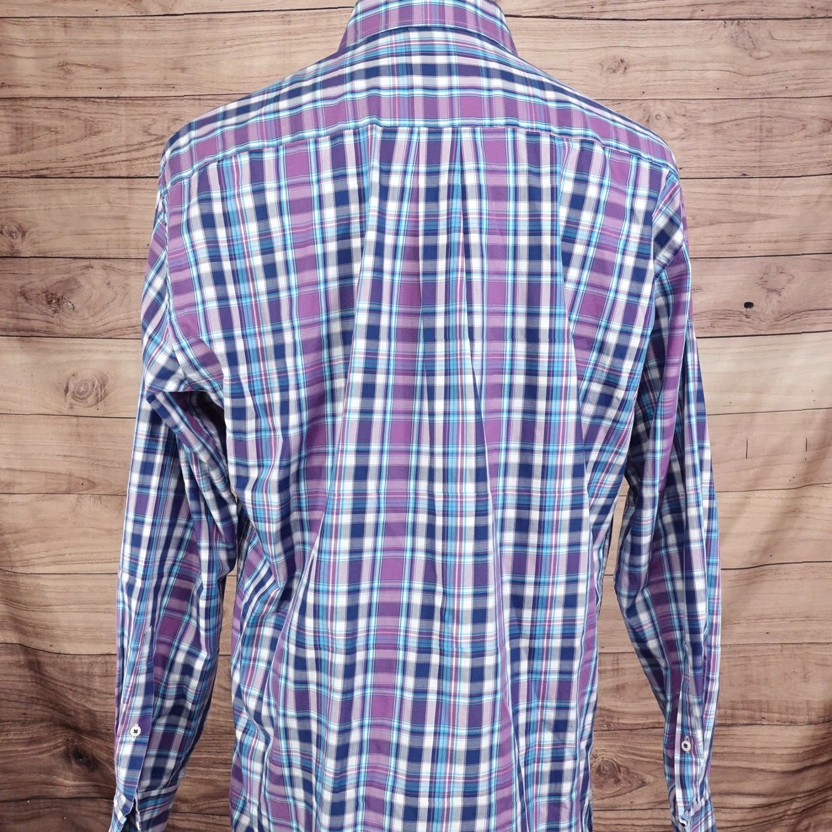 Peter Millar Peter Millar Shirt Large Purple Blue Plaid Button-Up Long Sleeve Men's Classic Casual Size US L / EU 52-54 / 3 - 4 Thumbnail