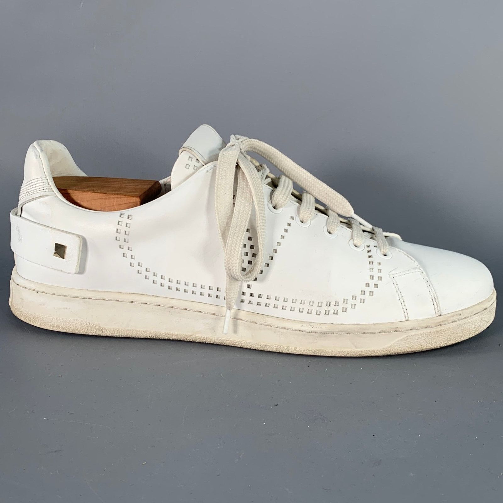 Valentino VALENTINO Size 10 White Perforated Leather Lace-Up Sneakers Size US 10 / EU 43 - 2 Thumbnail