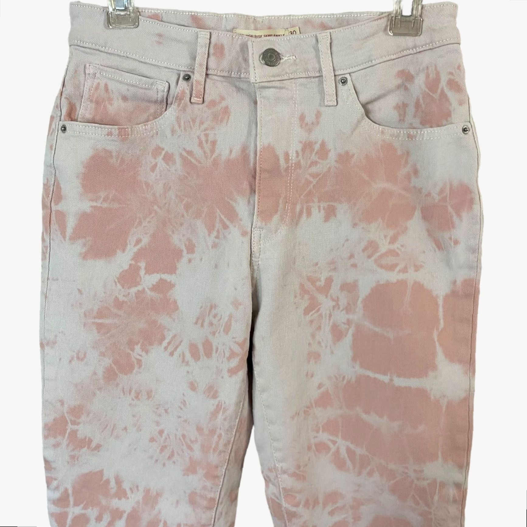 Levi's Levi's Jeans Women's 30 721 High-Rise Skinny Ankle White Pink Tie-Dye Denim Stretch 5-Pocket Zip Fly Size 30" / US 8 / IT 44 - 5 Thumbnail