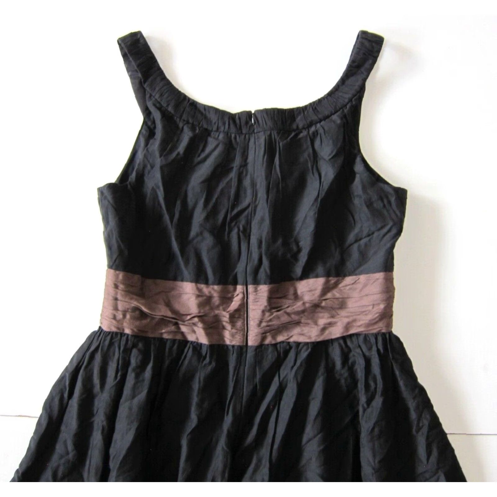 White House Black Market VINTAGE White House Black Market Silk Black Brown Ruched Empire Sheath Tank Dress 12 Size XL / US 12-14 / IT 48-50 - 5 Thumbnail