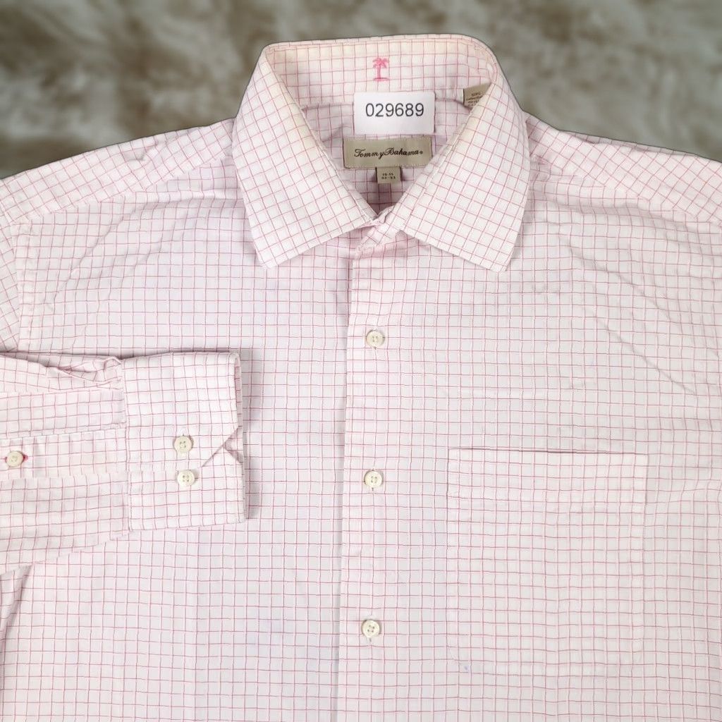 Tommy Bahama Tommy Bahama Dress Shirt Size 15.5 Pink Check Long Sleeve Casual Mens Size 40R - 1 Thumbnail