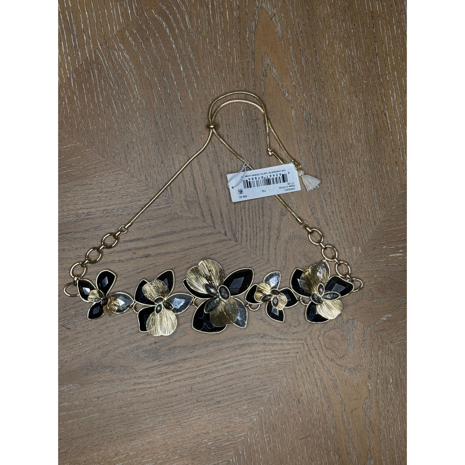 Other Lonna & Lilly Gold Tone Black Floral Adjustable Necklace Size ONE SIZE - 1 Thumbnail