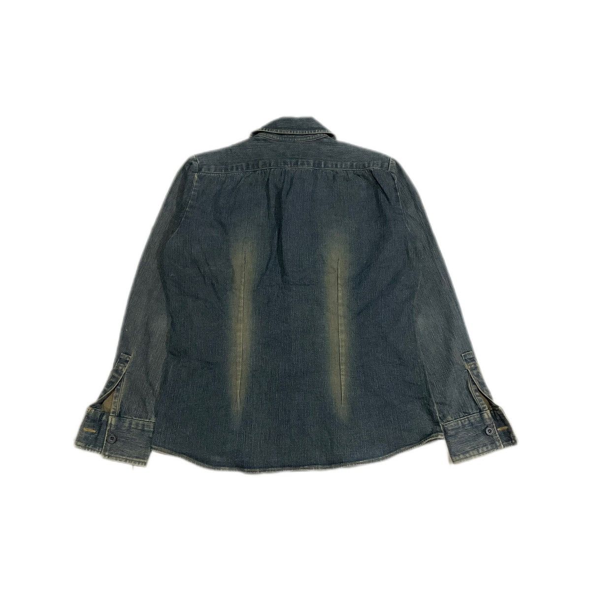 If Six Was Nine × Japanese Brand × Tornado Mart 🔥Y2K Archived Tornado Mart Tribal Denim Shirt Mud Wash Fray Size US L / EU 52-54 / 3 - 10 Thumbnail