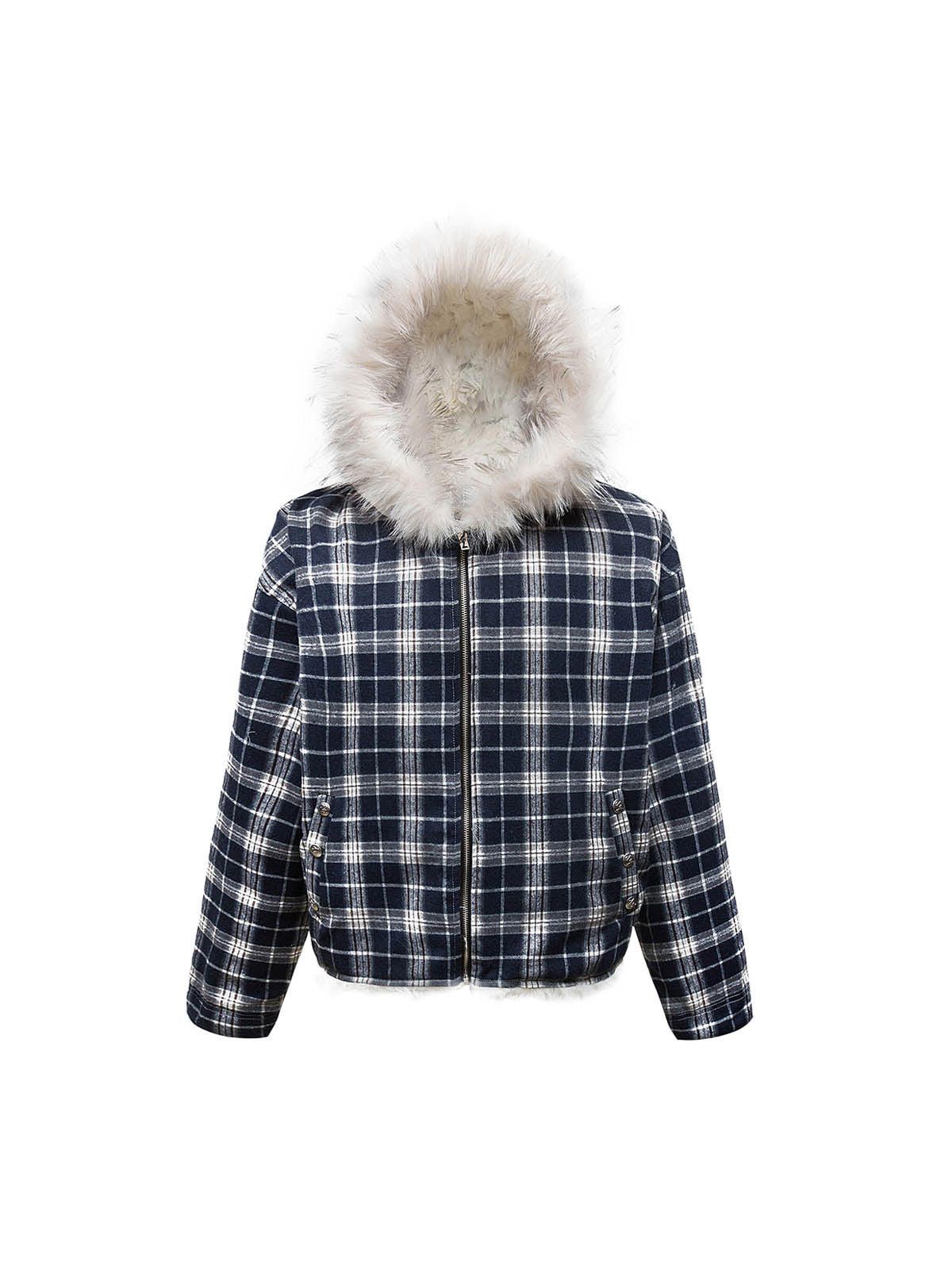Japanese Brand Plaid Sherpa Lined Fur Hooded Jacket Size US M / EU 48-50 / 2 - 5 Thumbnail