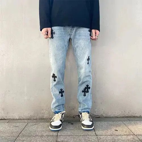 Japanese Brand × Jean Street hip hop washed cross jeans Size US 32 / EU 48 - 1 Thumbnail