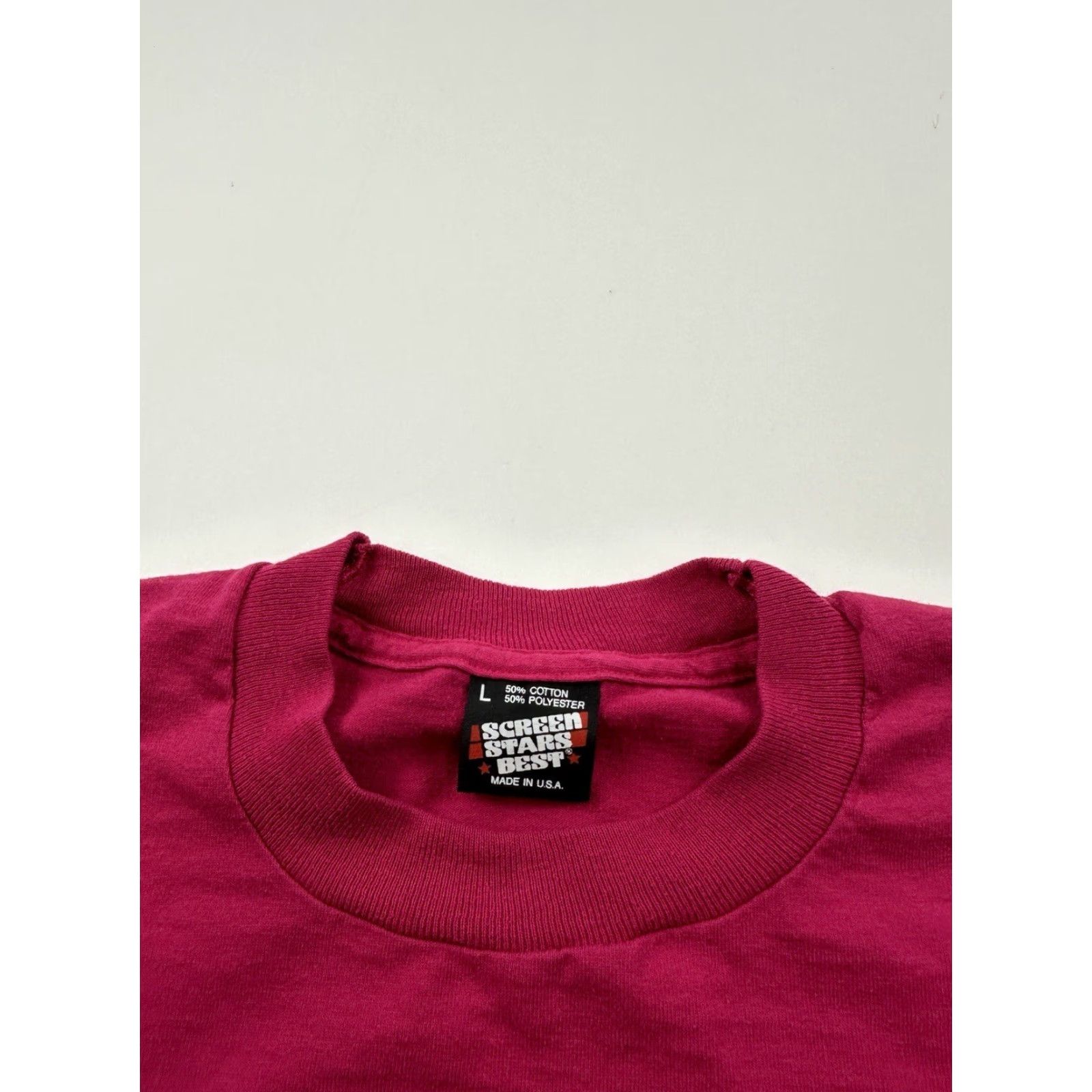 Vintage VINTAGE Screen Stars Nurse Shirt Unisex Adults Adult Large L 1992 Red Pink Solid 90s Crew Neck Short Sleeve USA Made Size US L / EU 52-54 / 3 - 4 Thumbnail