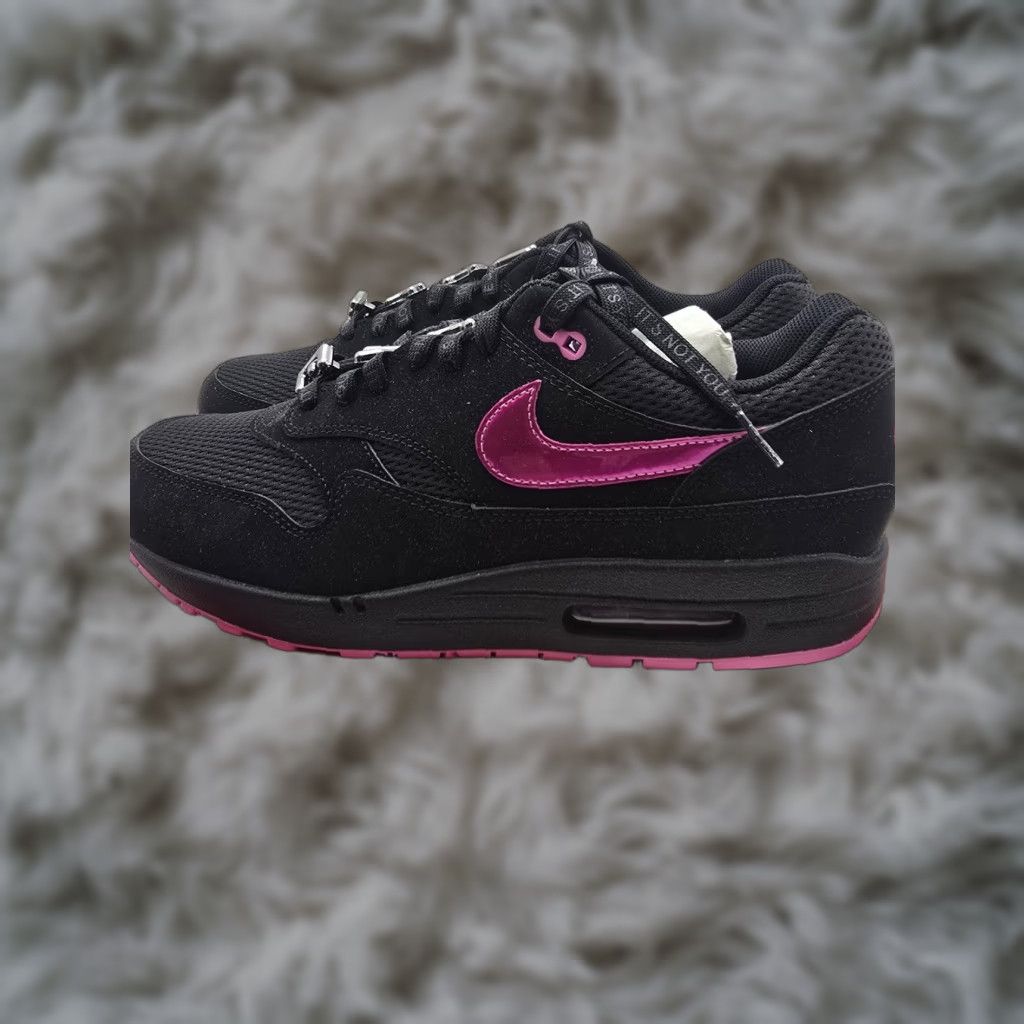 Nike Nike Air Max 1 PRM Shoes Mens 11.5 Black Pink Low Top Sneaker HV2302 001 Size US L / EU 52-54 / 3 - 1 Thumbnail