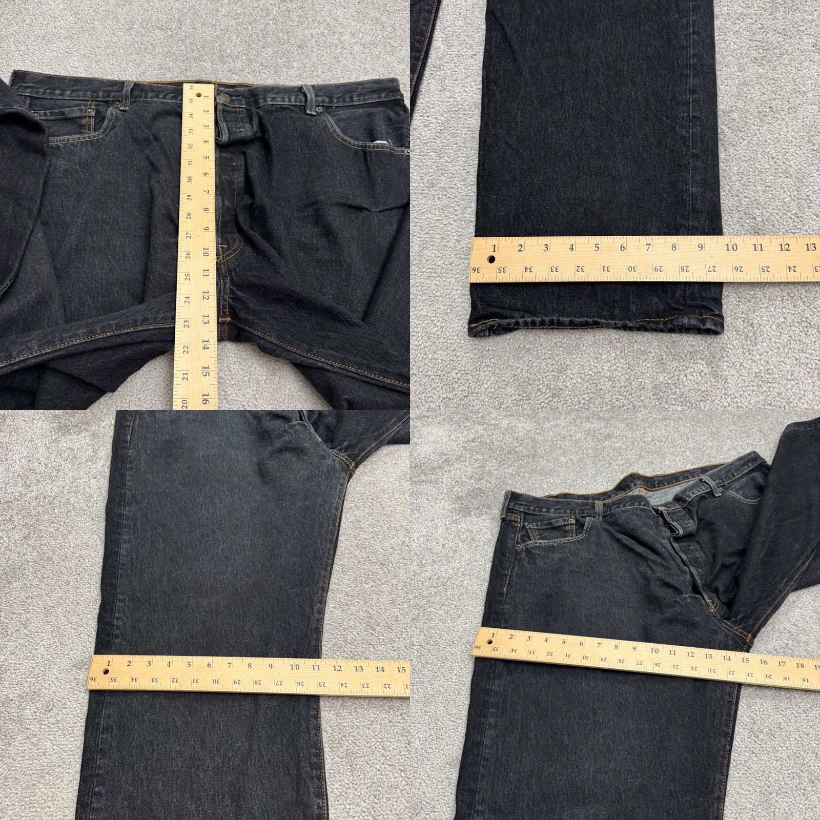 Levi's Levi's 501 Original Fit Straight Leg Button Fly Denim Jeans Men 48x34 Tall Black Size US 32 / EU 48 - 10 Thumbnail