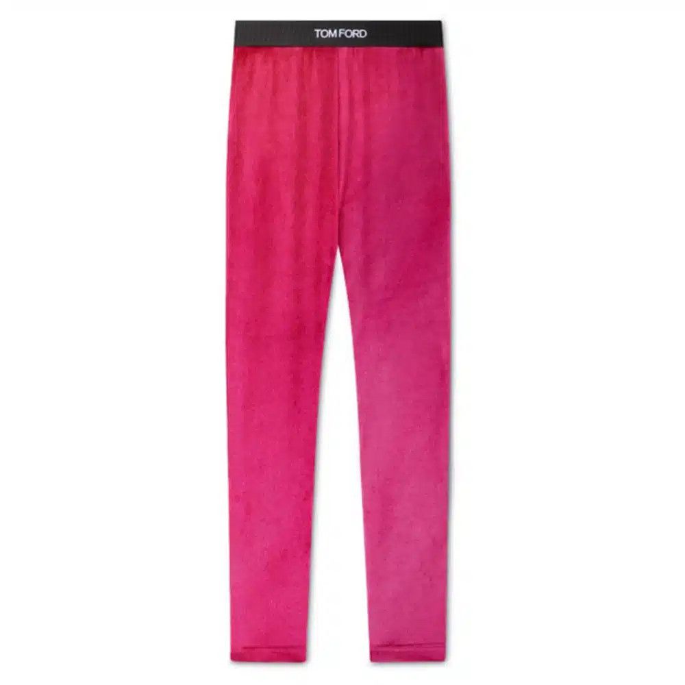 Tom Ford o1loc1c0625 PAJ121 Logo Band Velour Leggings in Pink Size 24" / US 00 / IT 34 - 1 Thumbnail