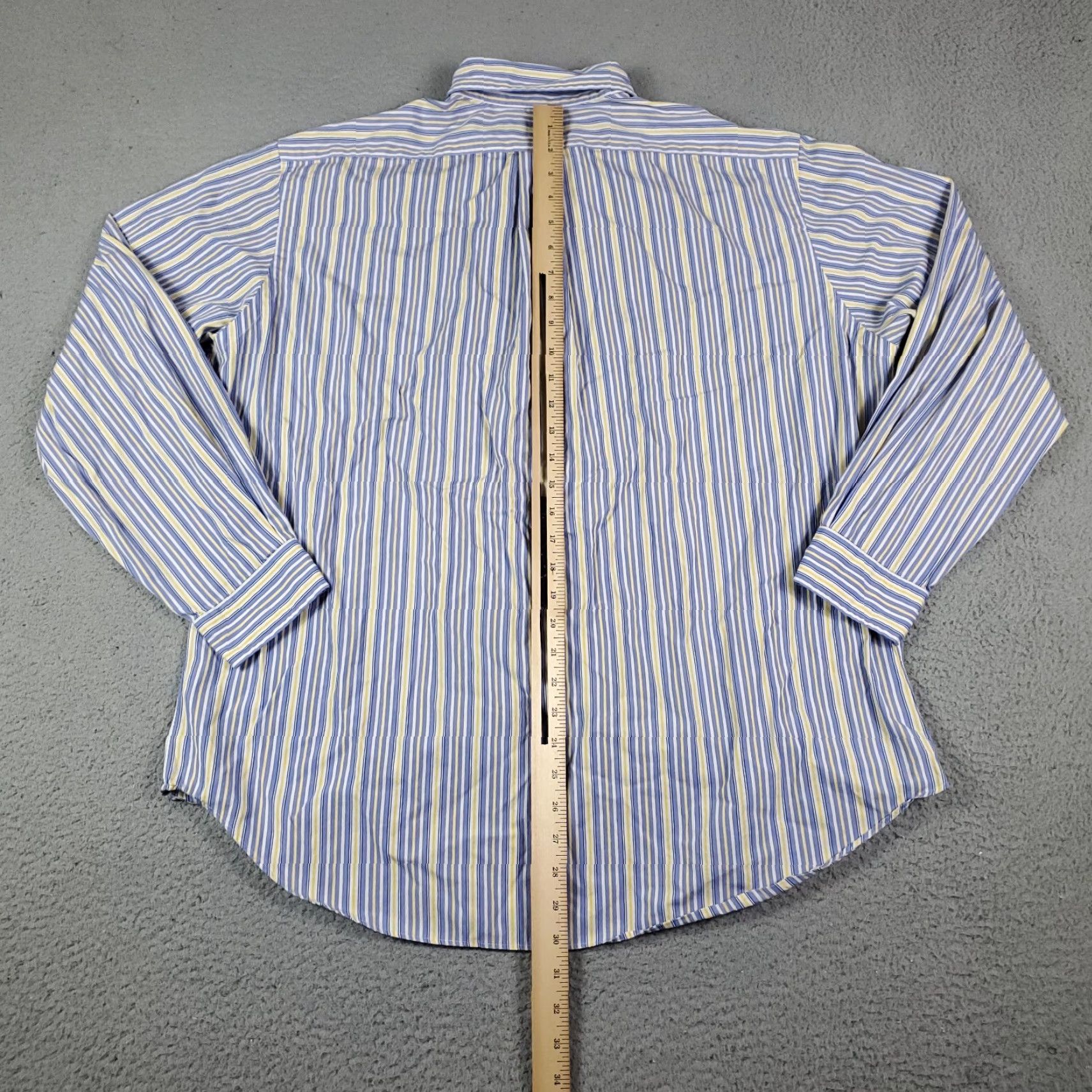 Ralph Lauren Ralph Lauren Shirt Mens 17 Blue Striped Classic Fit Dress Button-Up Long Sleeve Cotton Dress Shirt 17in Neck Blue Mens Regular 90s Classic Size 46R - 4 Thumbnail