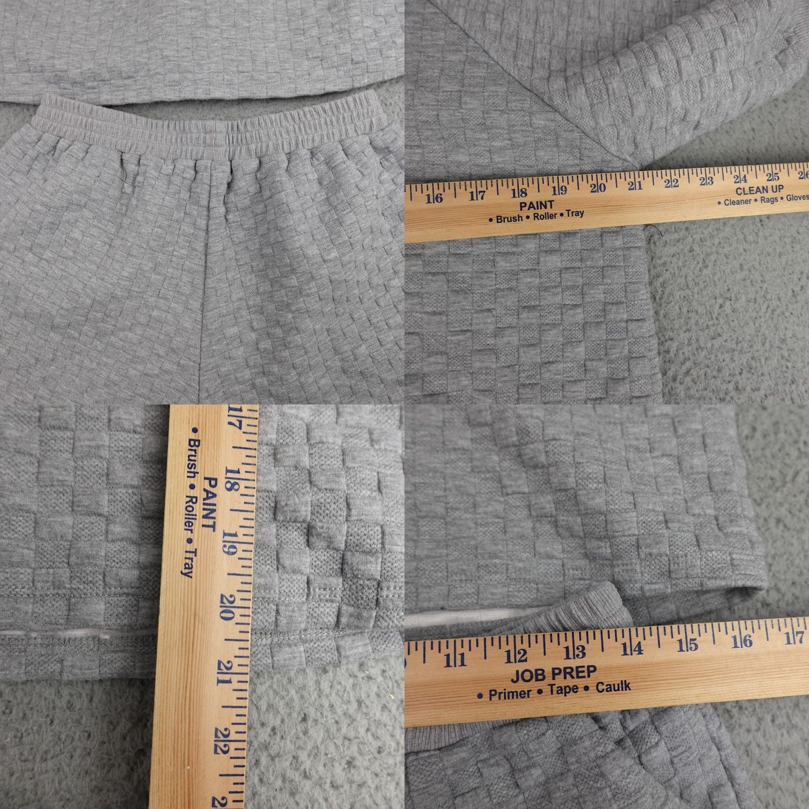Vintage Main Strip Pajama Set Women's Large Gray Henley Short Sleeve Knit Collared Shirt? Size 36" / US 14 / IT 50 - 9 Thumbnail