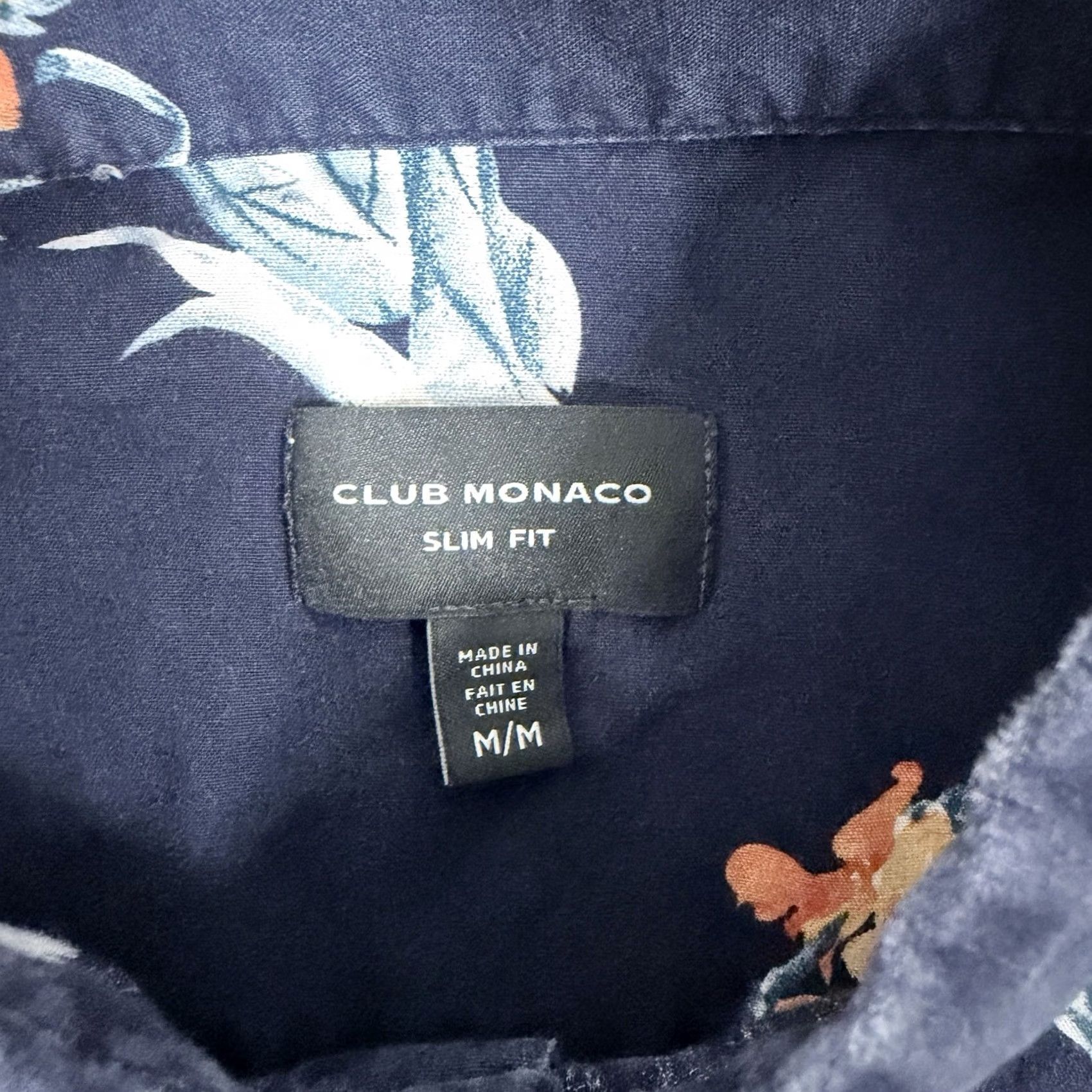 Club Monaco Club Monaco Slim Fit Short Sleeve Floral Button Down Shirt Men's Sz Medium Blue Size US M / EU 48-50 / 2 - 4 Thumbnail