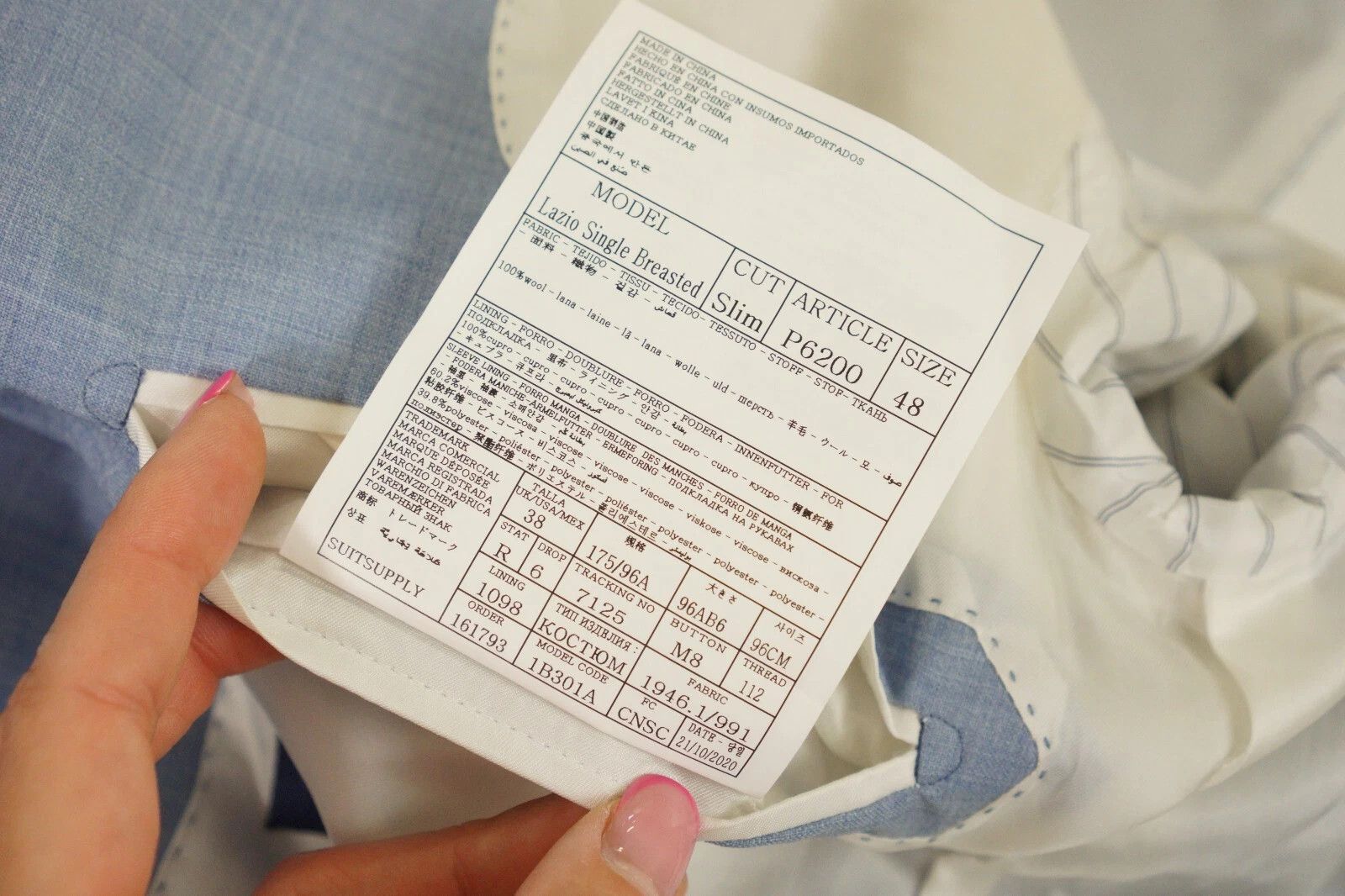 Suitsupply Men Suitsupply Suit Lazio Single Breasted Blue Angelico US38 Size 38R - 8 Thumbnail