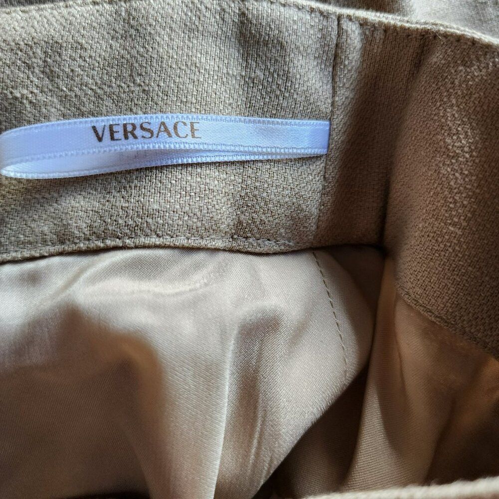 Versace Versace Skirt US10 IT46 – Tan Linen, Silk Lined, Patch Pock Size 34" / US 12 / IT 48 - 7 Thumbnail