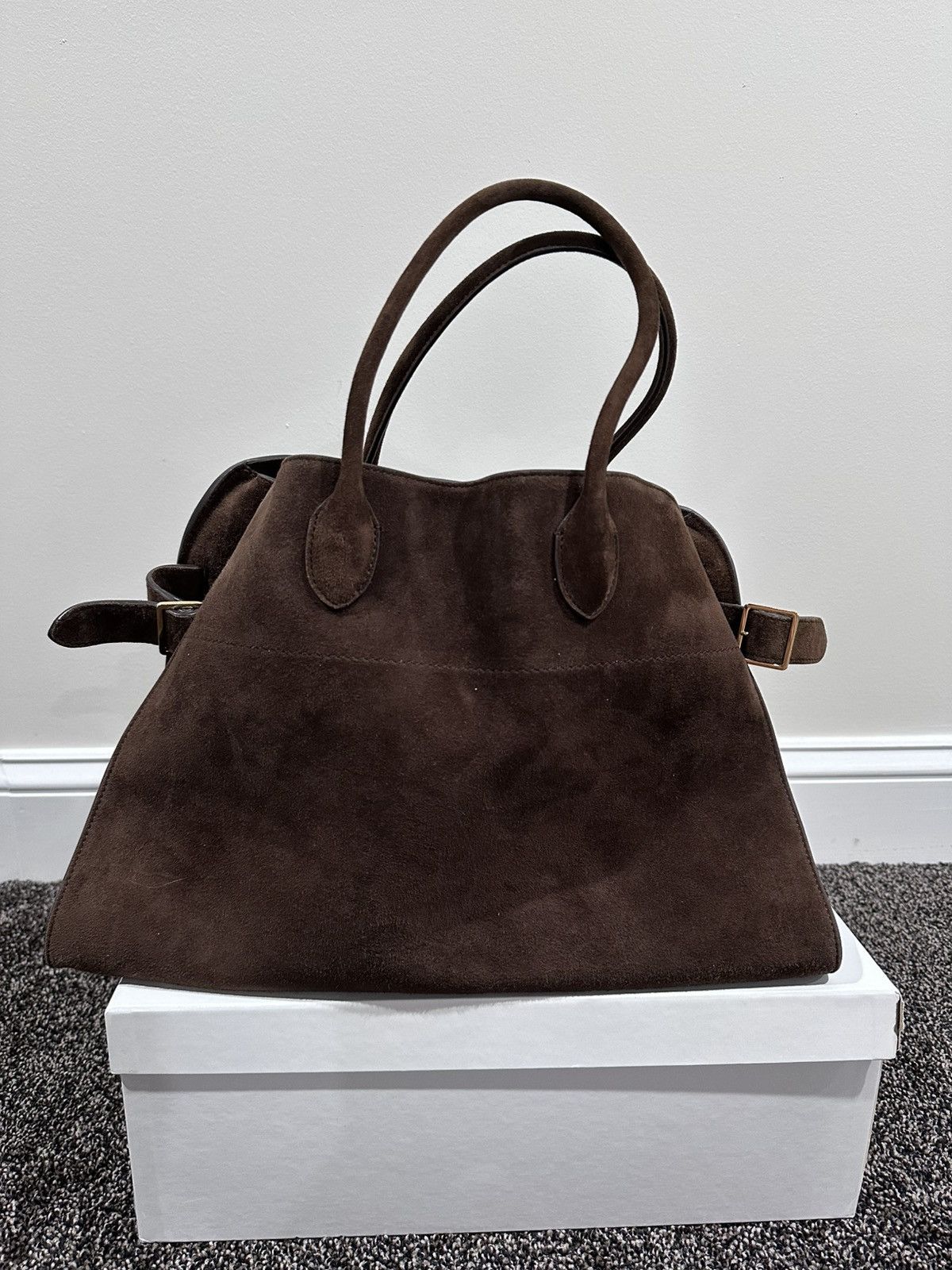 The Row The Row Soft Margaux 15 Brown Suede Leather Top Handle Bag Size ONE SIZE - 1 Thumbnail