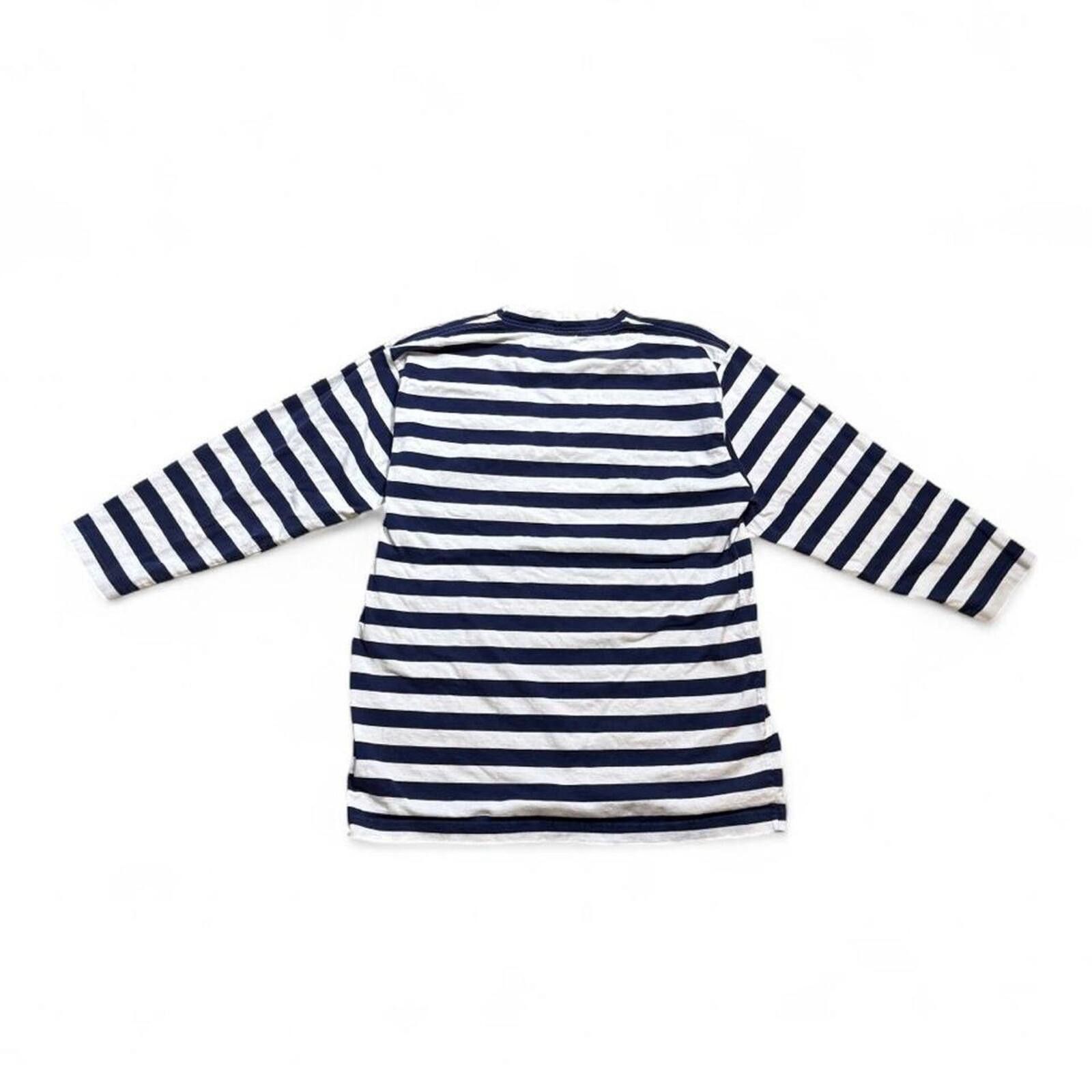 Guess vintage 80s Guess white and navy striped long sleeve top Size M / US 6-8 / IT 42-44 - 2 Thumbnail