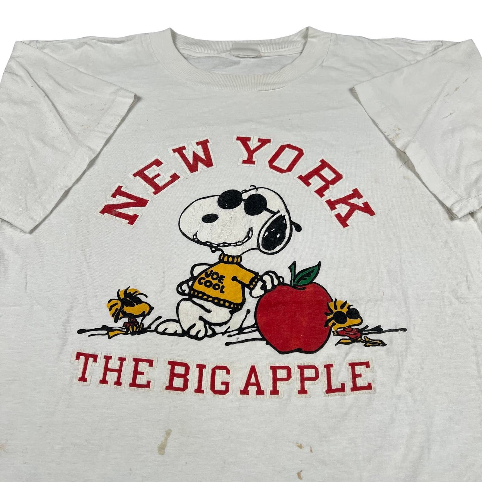 90'S SNOOPY character print T-shirt, men's size M, vintage unknown yellow type Vintage Second Hand