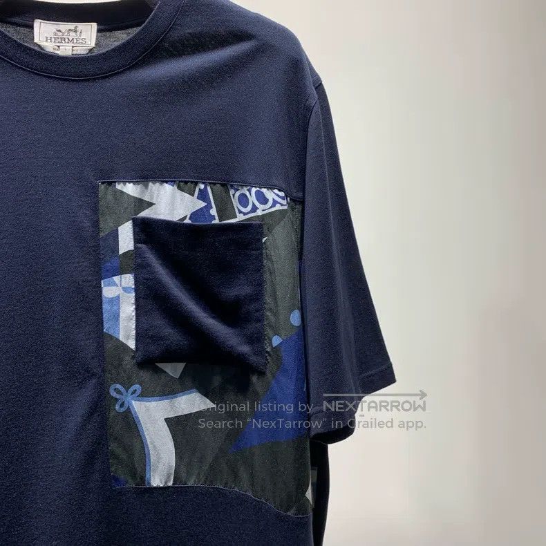 Hermes Printed Pocket Cotton Short Sleeve T-Shirt