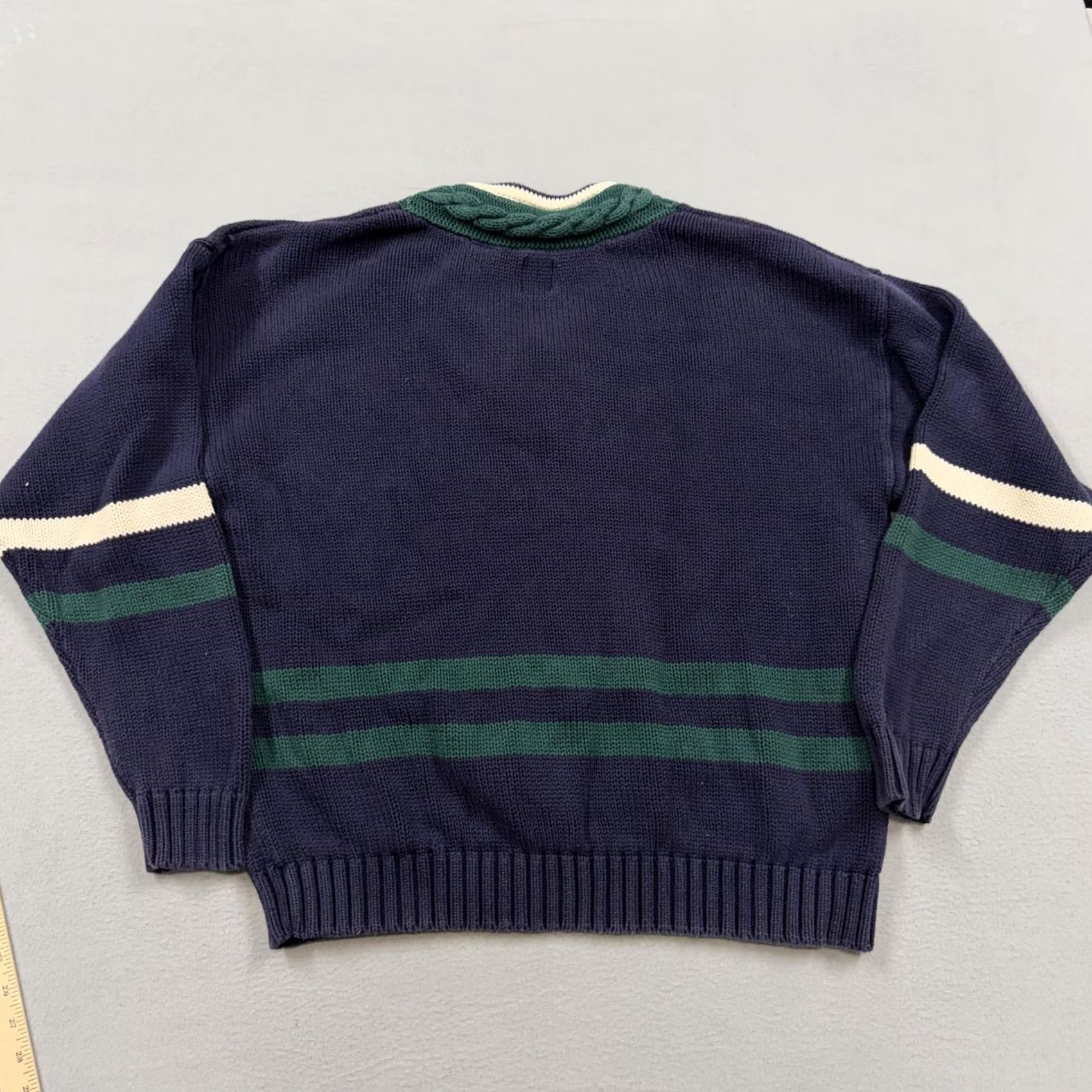 Gap VINTAGE Gap Sweater Mens XL Cable-Knit Striped Blue 90s Pullover Knit Winter Regular Long Sleeve V-Neck Boys/Mens Size US XL / EU 56 / 4 - 4 Thumbnail