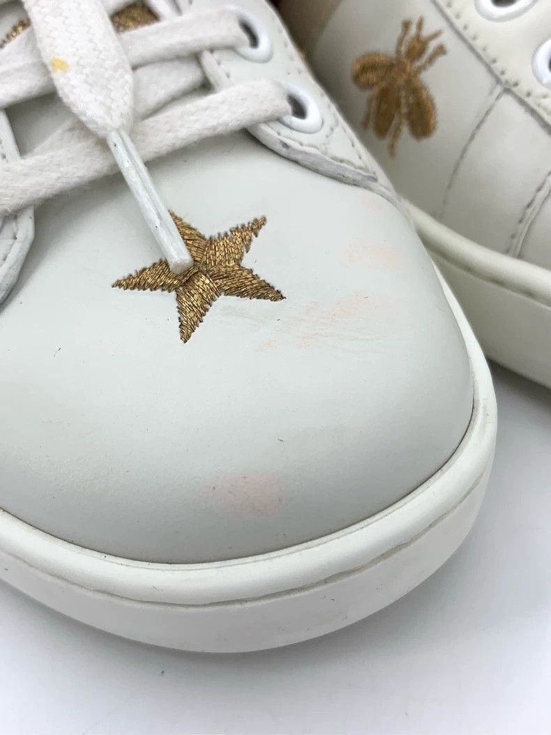 Gucci Gucci Size 34 Size 34 Little Bee Star Embroidery White Lac Size US 5 / EU 37 - 8 Thumbnail