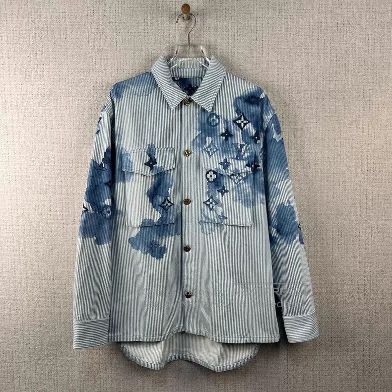Louis Vuitton Louis Vuitton Striped Ink Logo Printed Denim Jacket Size US L / EU 52-54 / 3 - 1 Thumbnail