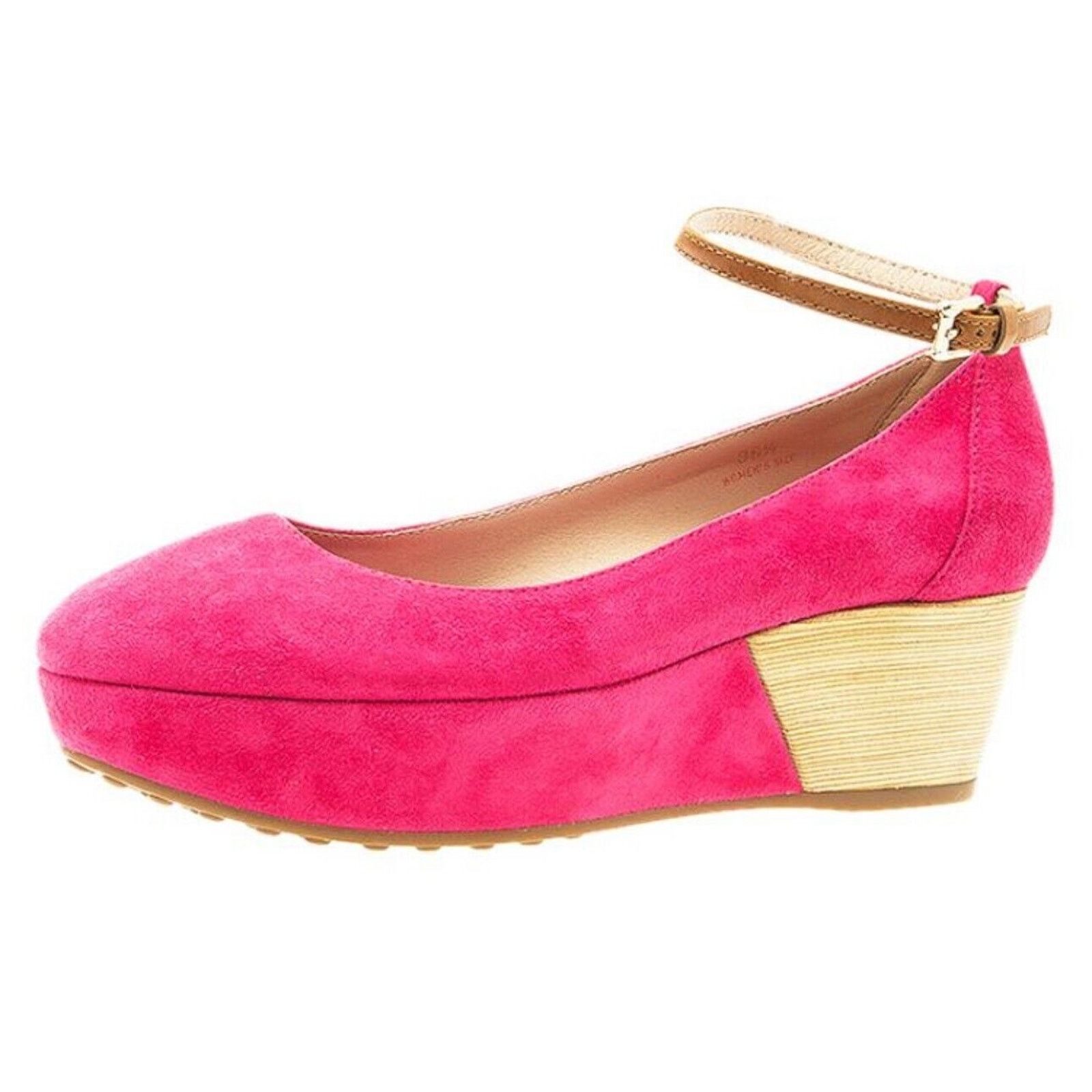 Tod's Tod's Pink Suede Ankle Strap Round Toe Wedge Shoes 38 / 8 Size US 8 / IT 38 - 1 Thumbnail