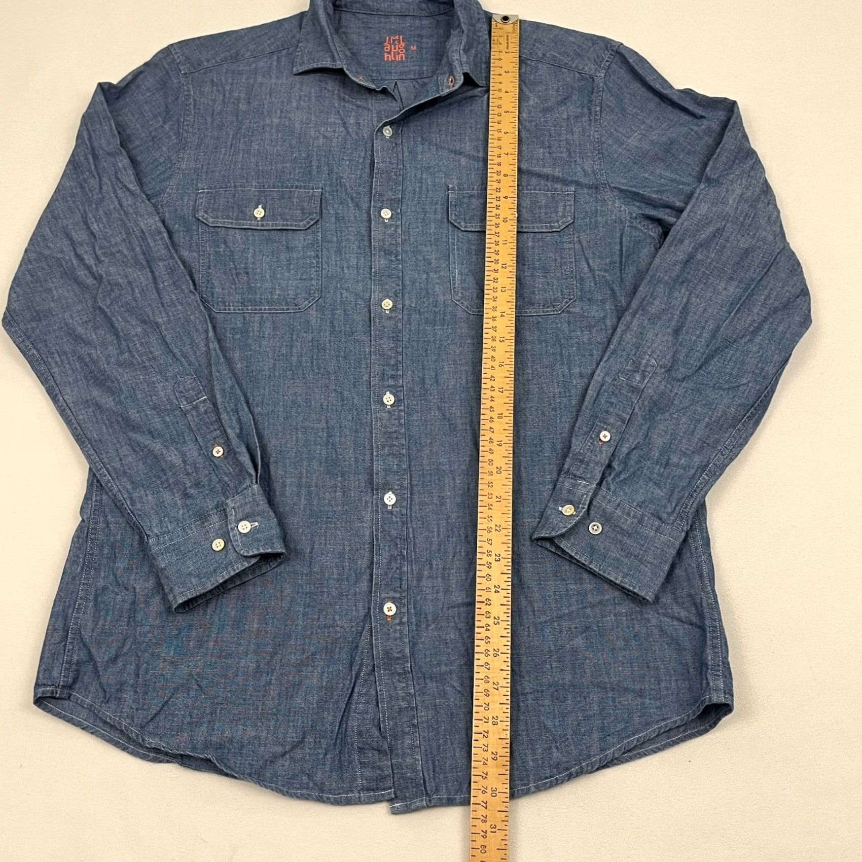 J.McLaughlin J. McLaughlin Shirt Mens M Chambray Blue Button Up Lightweight Denim Style Prep Shirt Size US M / EU 48-50 / 2 - 4 Thumbnail