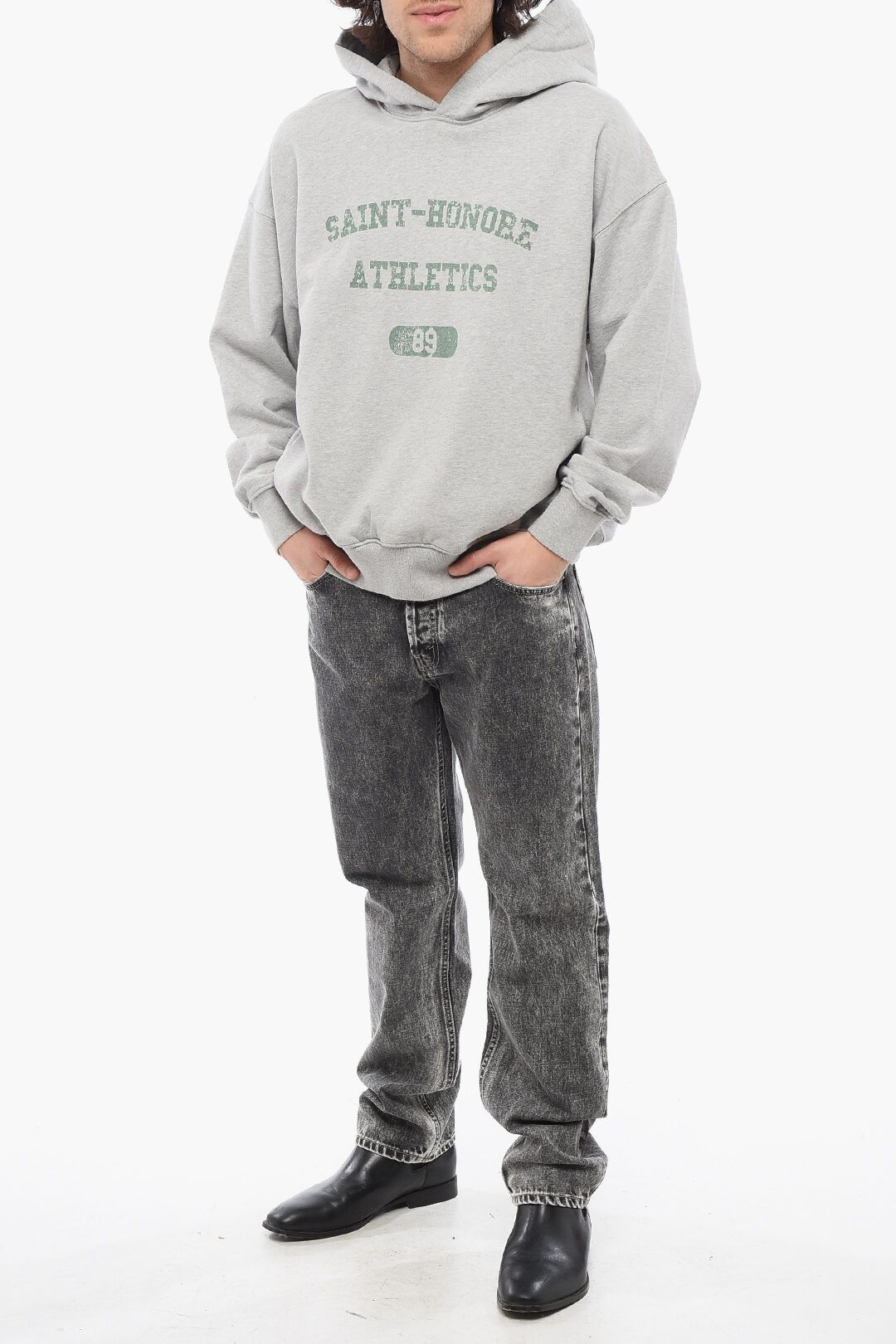 og1mm0725 Brushed Cotton Hoodie in Grey