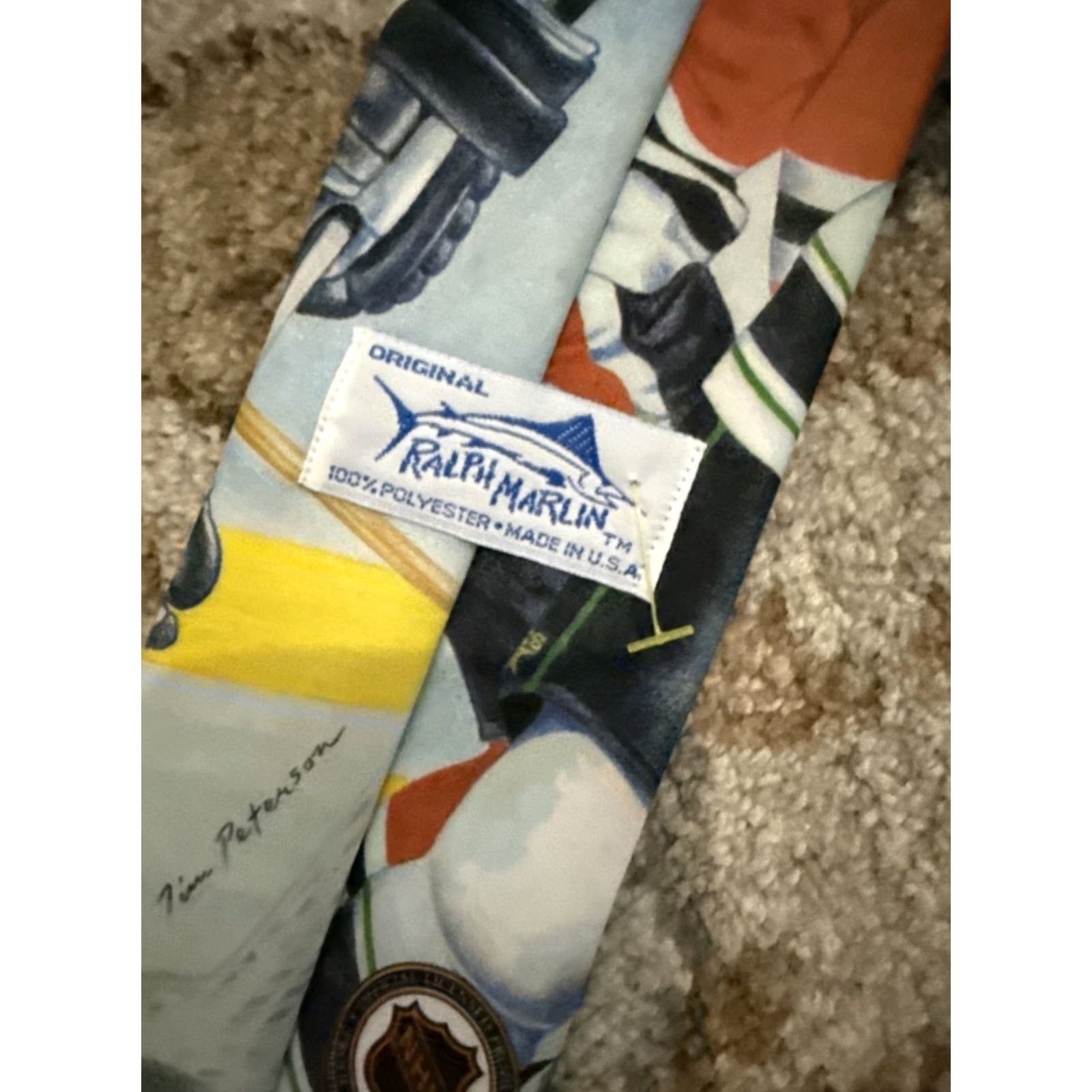 Vintage VINTAGE Ralph Marlin Minnesota North Stars Tie Hockey NHL Made in USA 55” Green Star Mens Size ONE SIZE - 4 Thumbnail