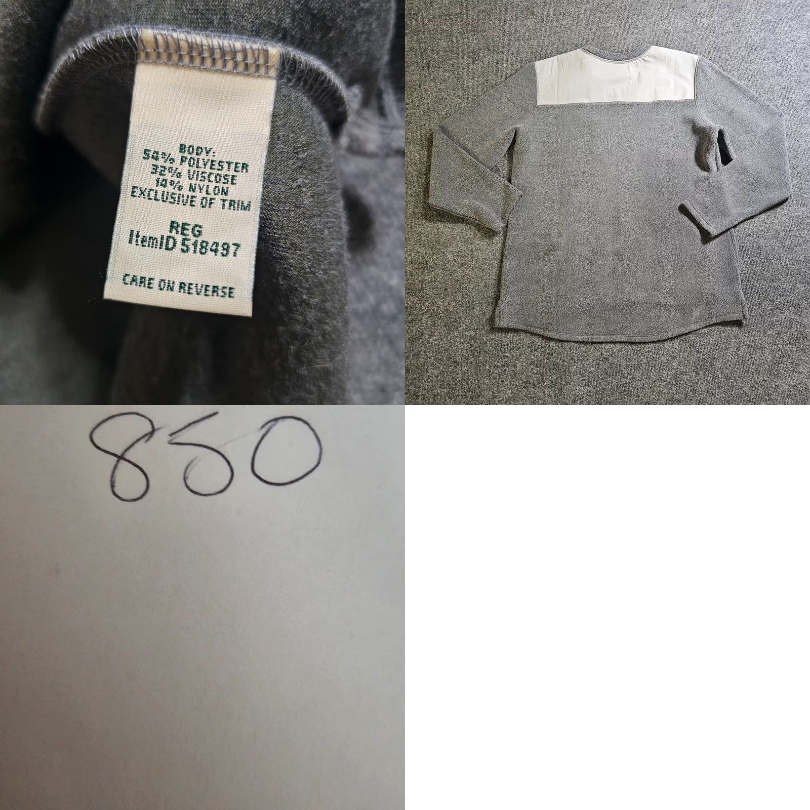 Vintage .L. Bean Top Sweater Women Large Gray Sherpa Crew Neck Long Outdoor Cozy - Size L / US 10 / IT 46 - 8 Thumbnail