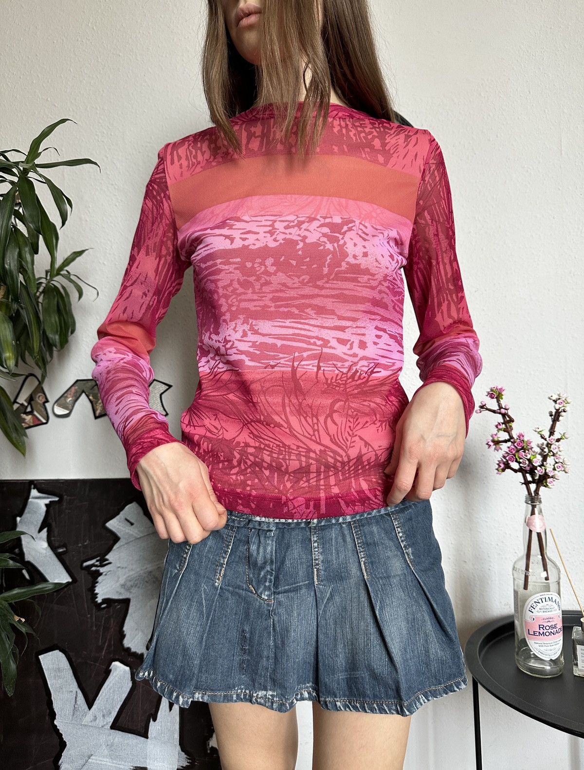 Seditionaries Vintage Printed Mesh Graphic Abstract y2k Long Sleeve Size XS / US 0-2 / IT 36-38 - 5 Thumbnail