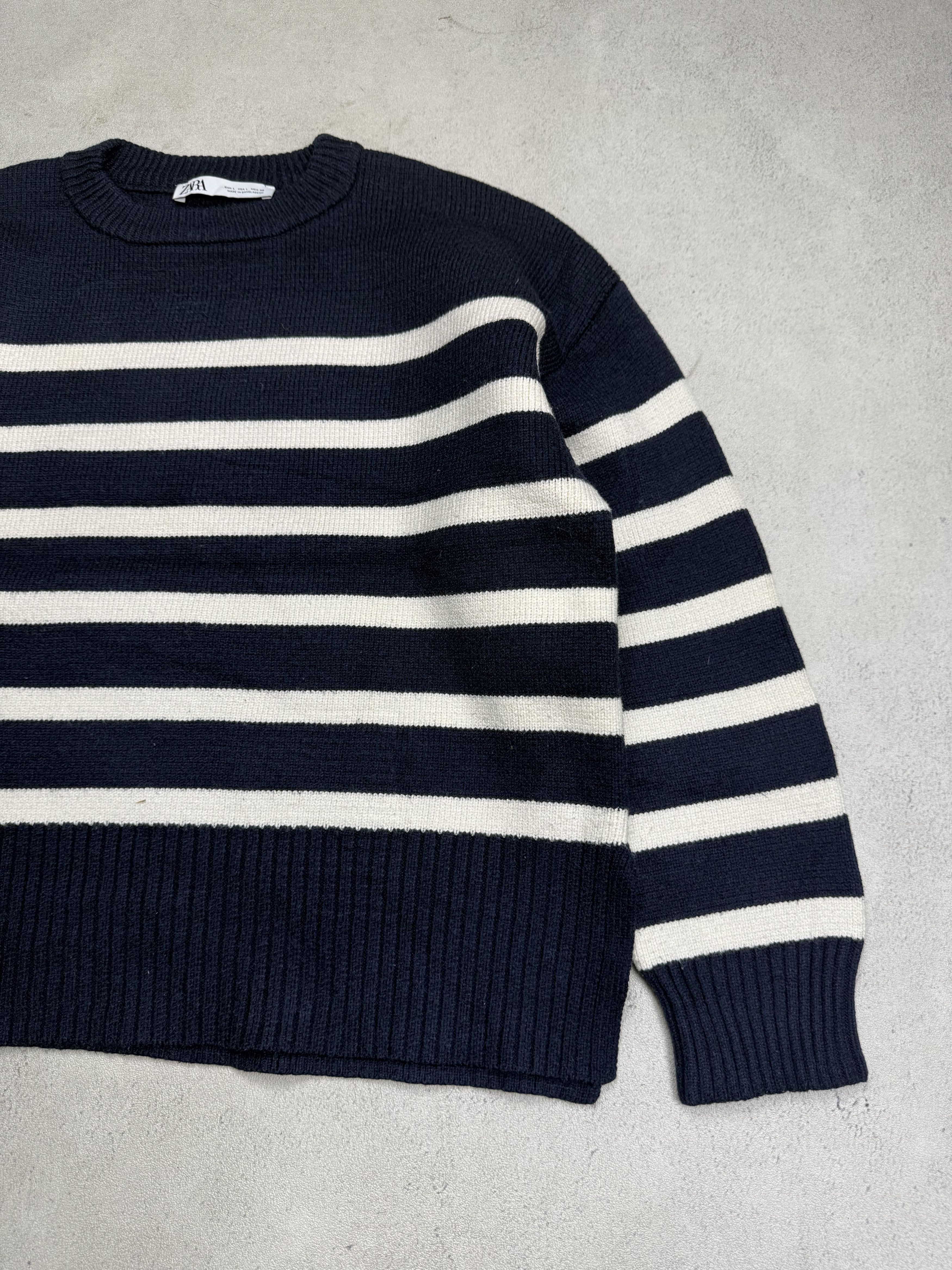 Zara Zara Stripe Oversized Knit Sweater Cardigan Jumper Size L / US 10 / IT 46 - 3 Thumbnail