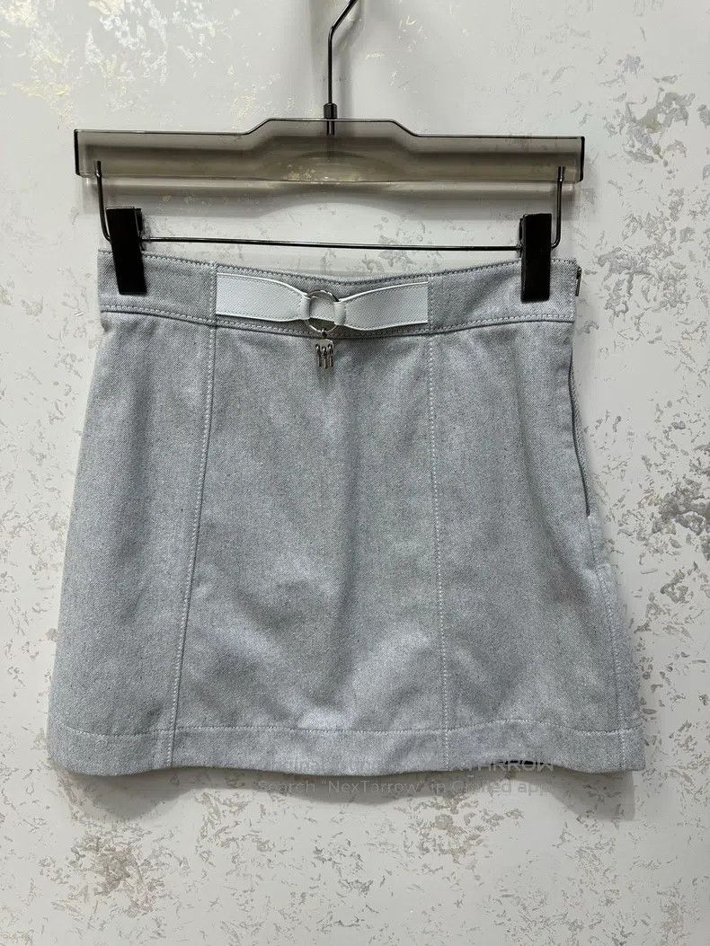 Hermes Hermes Gray Leather Buckle Denim Skirt Size 25" / US 0 / IT 36 - 1 Thumbnail
