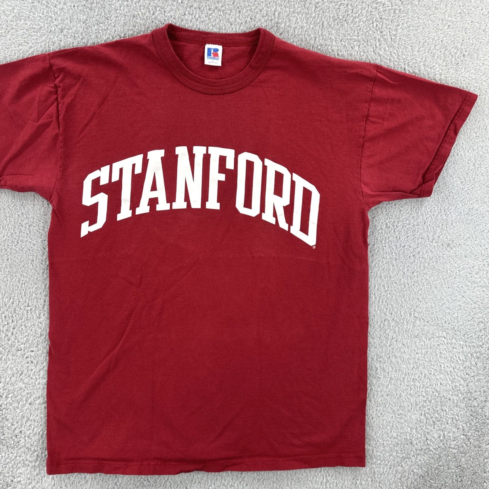 Russell Athletic VINTAGE Russell Athletic Mens Large Red Short Sleeve T Shirt Stanford University Size US L / EU 52-54 / 3 - 2 Thumbnail