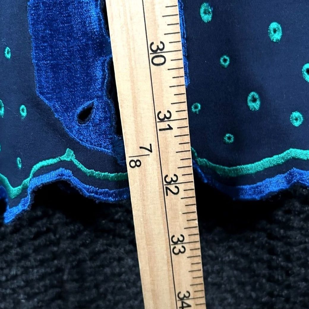 Vintage 41 Hawthorn Navy Blue Embroidered A-Line Midi Dress Flare Size M Size M / US 6-8 / IT 42-44 - 4 Thumbnail