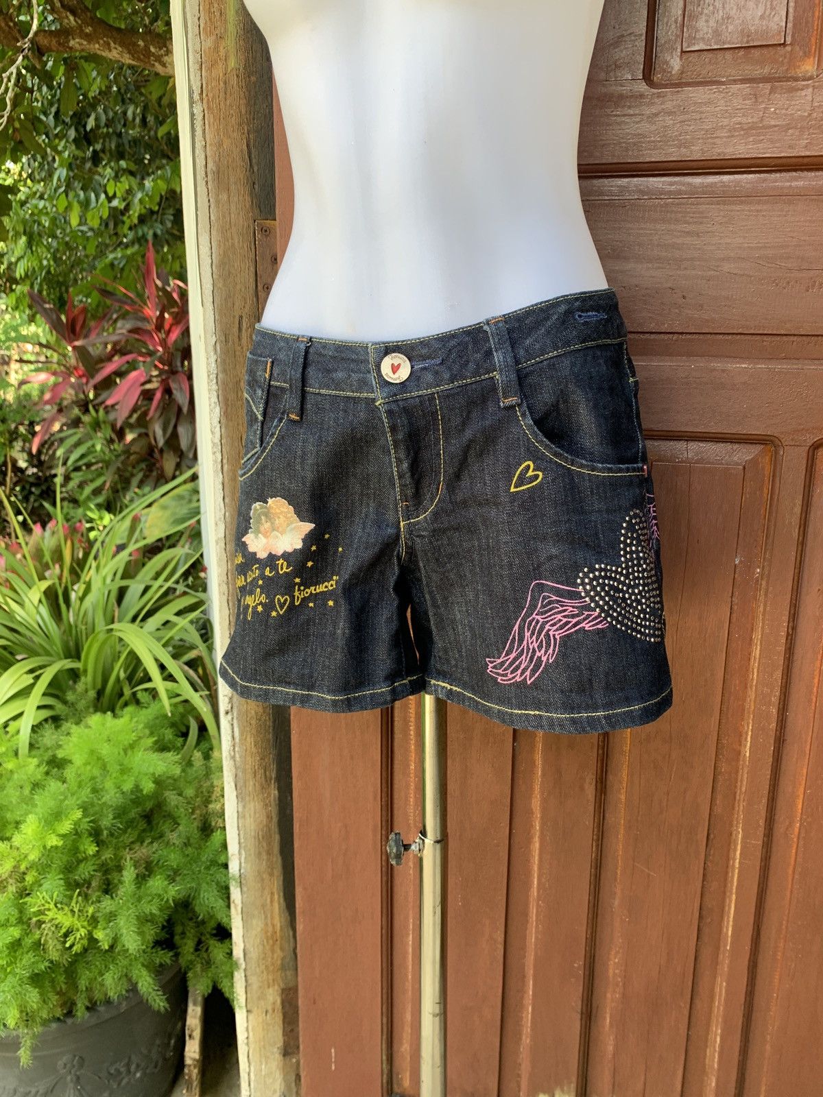 Fiorucci y2k Fiorucci Italy Angel Poem Cute Pop Wings Jeans Shorts Size 28" / US 6 / IT 42 - 2 Thumbnail